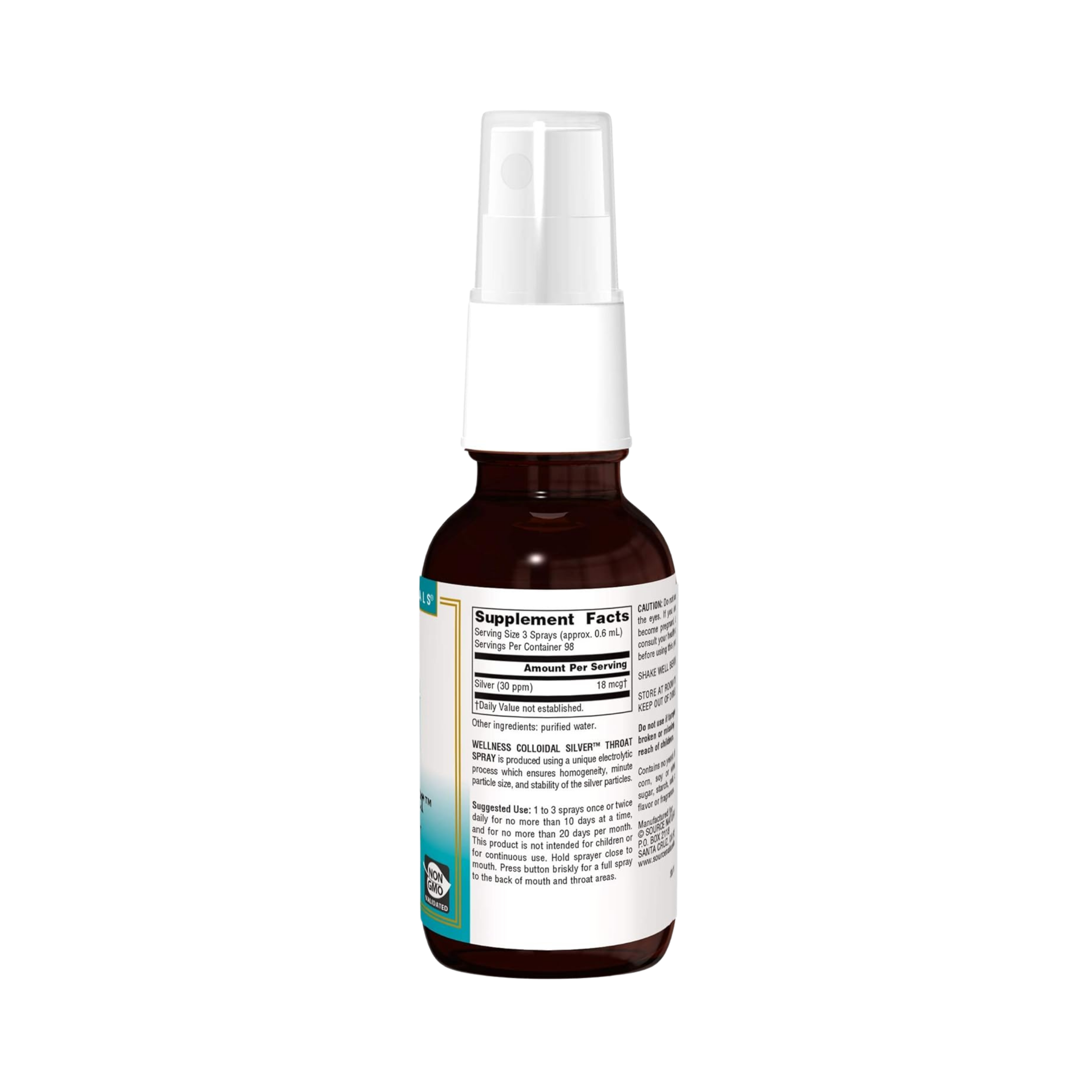 Source Naturals, Wellness Colloidal Silver Throat Spray, 30 ppm, 2 Fl Oz Liquid