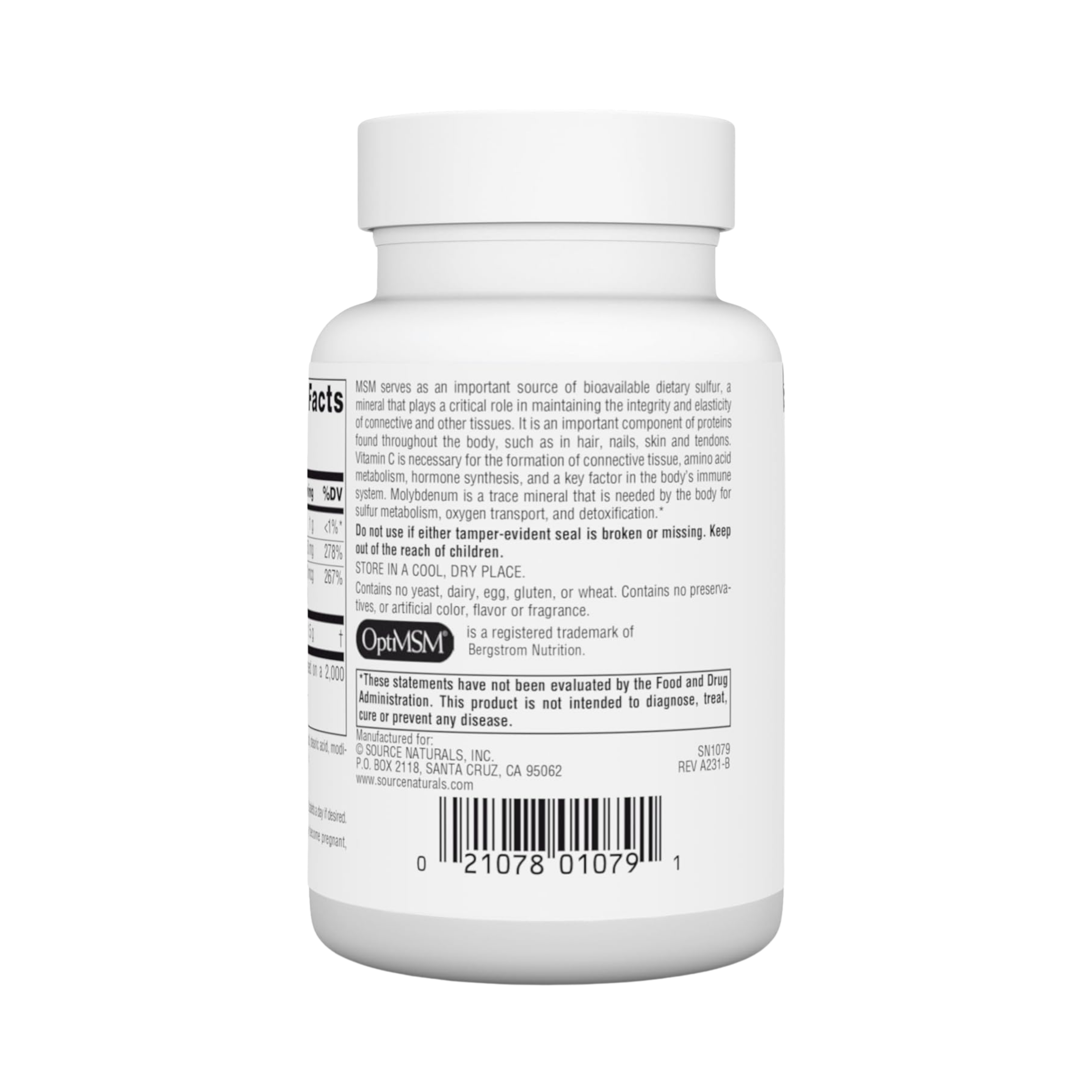 Source Naturals, MSM with Vitamin C, 750 Mg, 60 Tablets