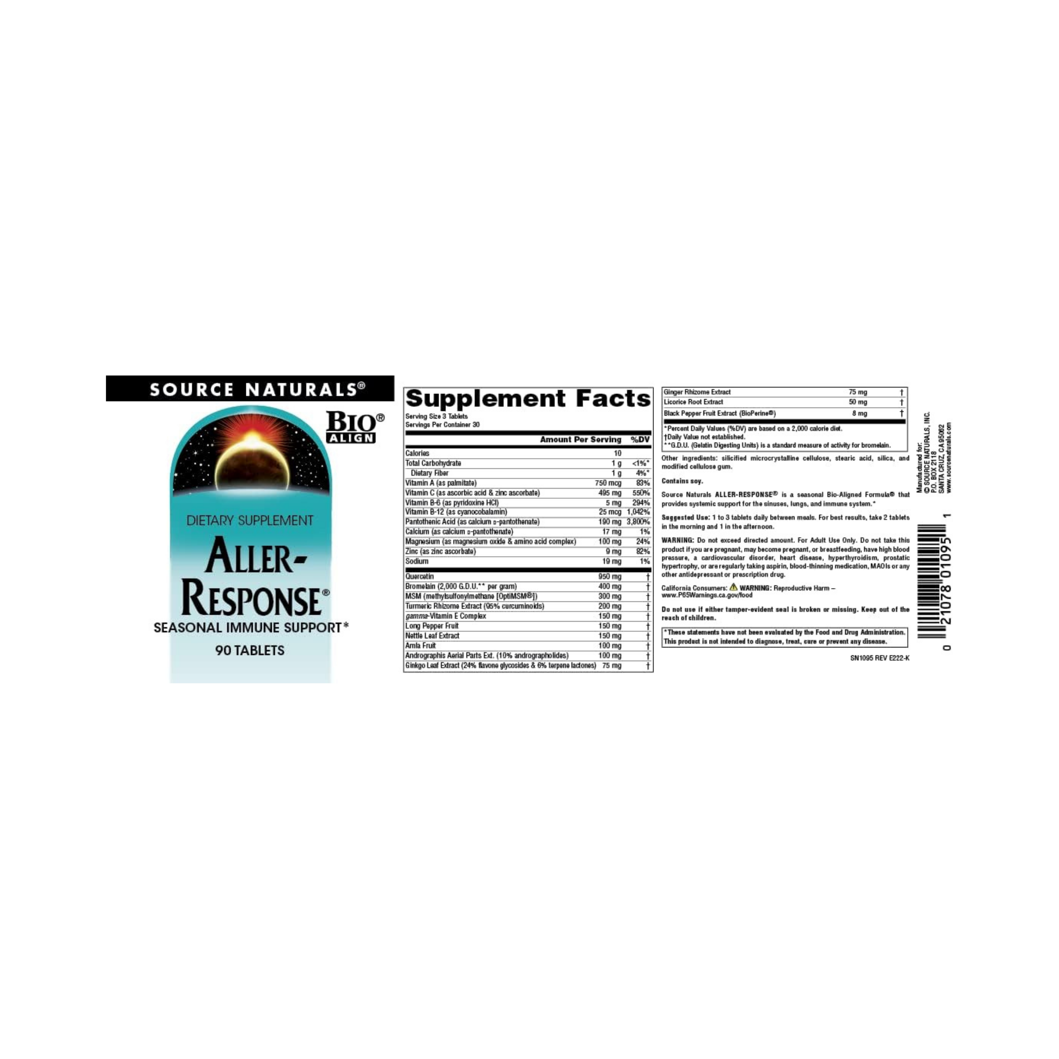 Source Naturals, Aller-Response, 90 Tablets