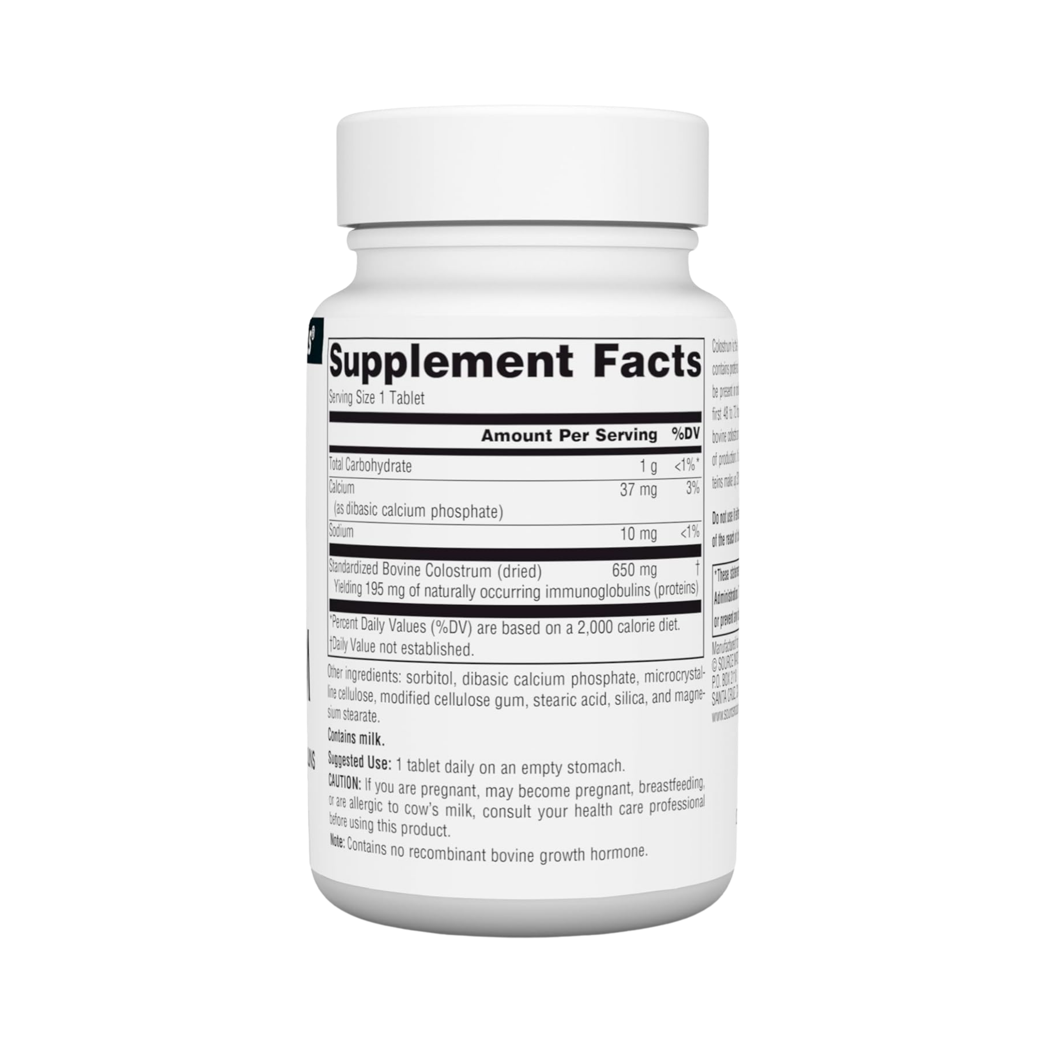 Source Naturals, Colostrum, 650 Mg, 30 Tablets
