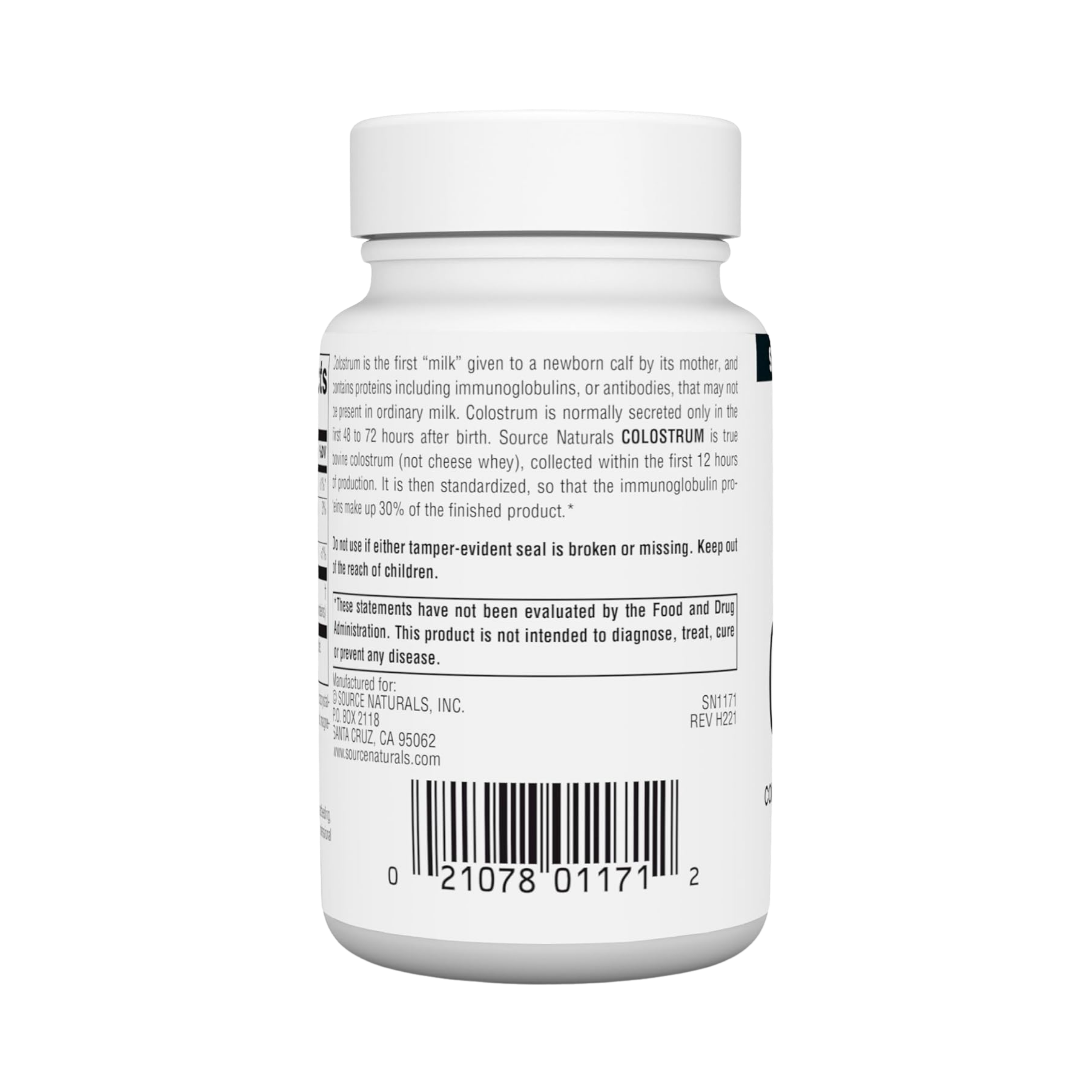 Source Naturals, Colostrum, 650 Mg, 30 Tablets