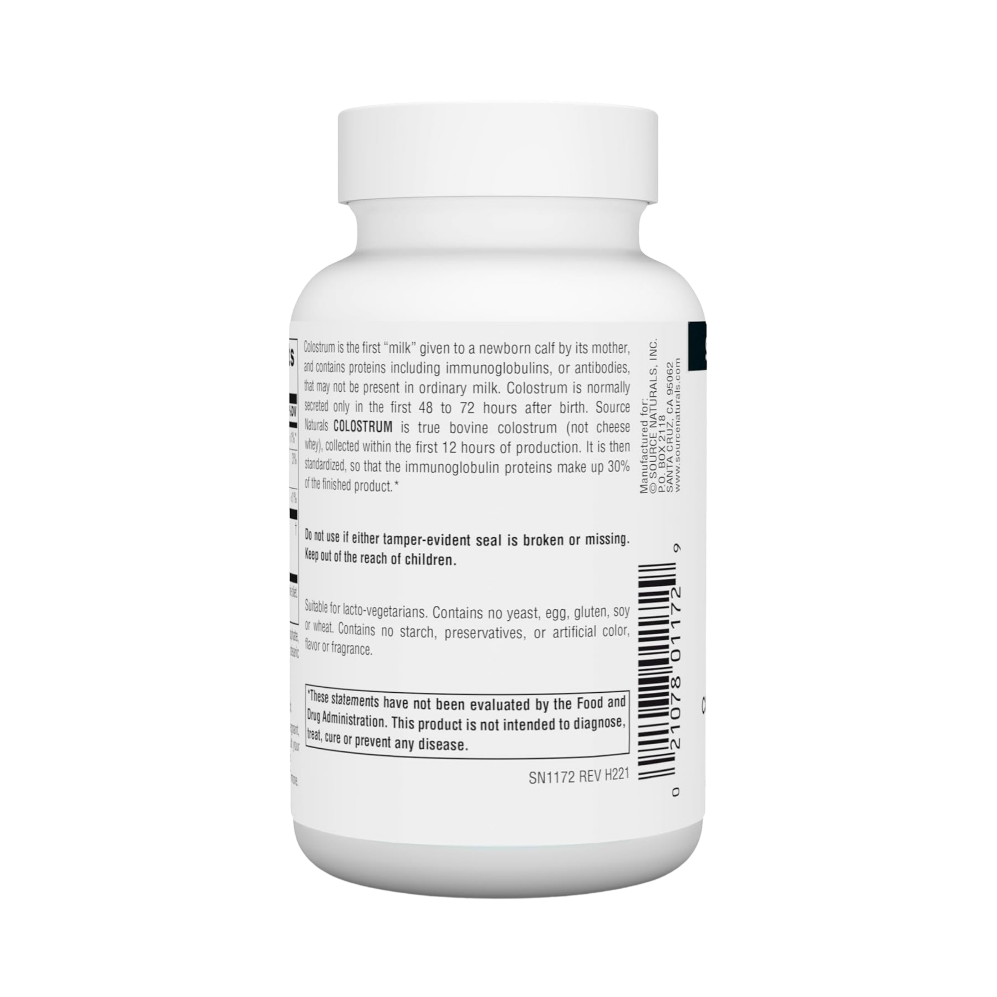 Source Naturals, Colostrum, 650 Mg, 60 Tablets