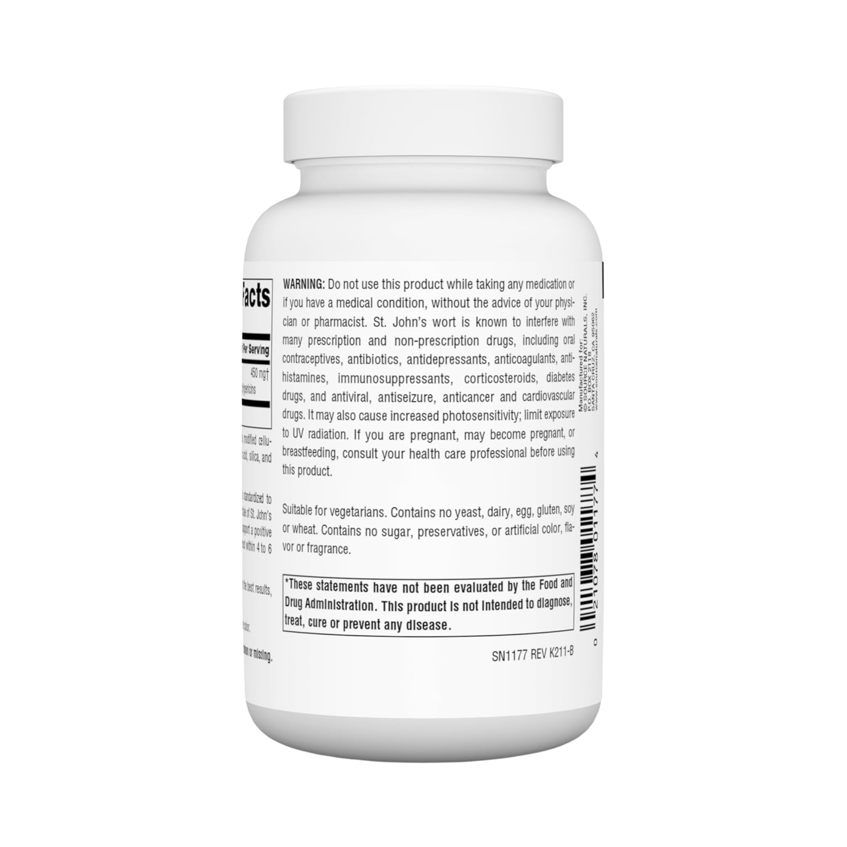 Source Naturals, St. John's Wort 450, 450 Mg, 180 Tablets
