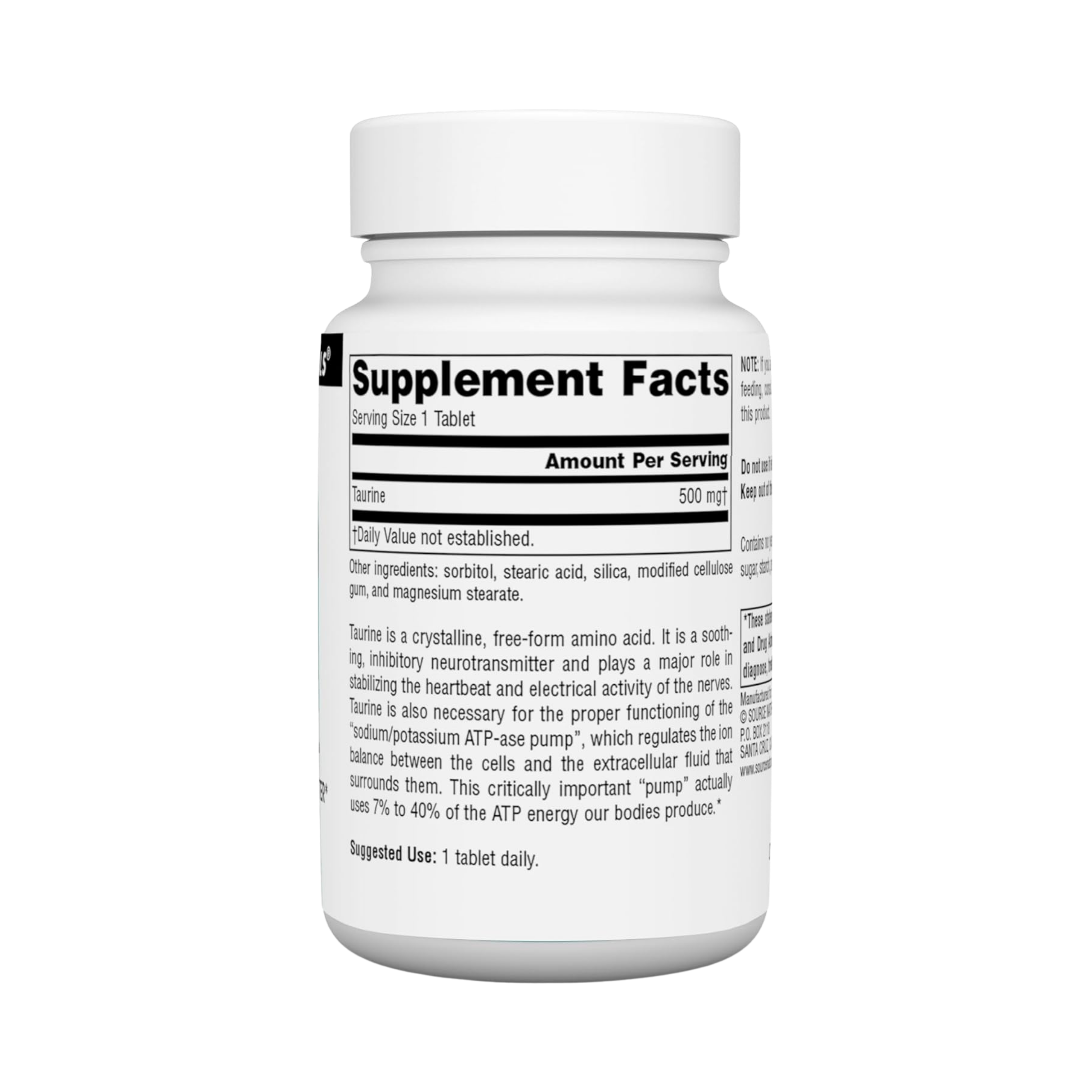 Source Naturals, Taurine, 500 Mg, 60 Tablets