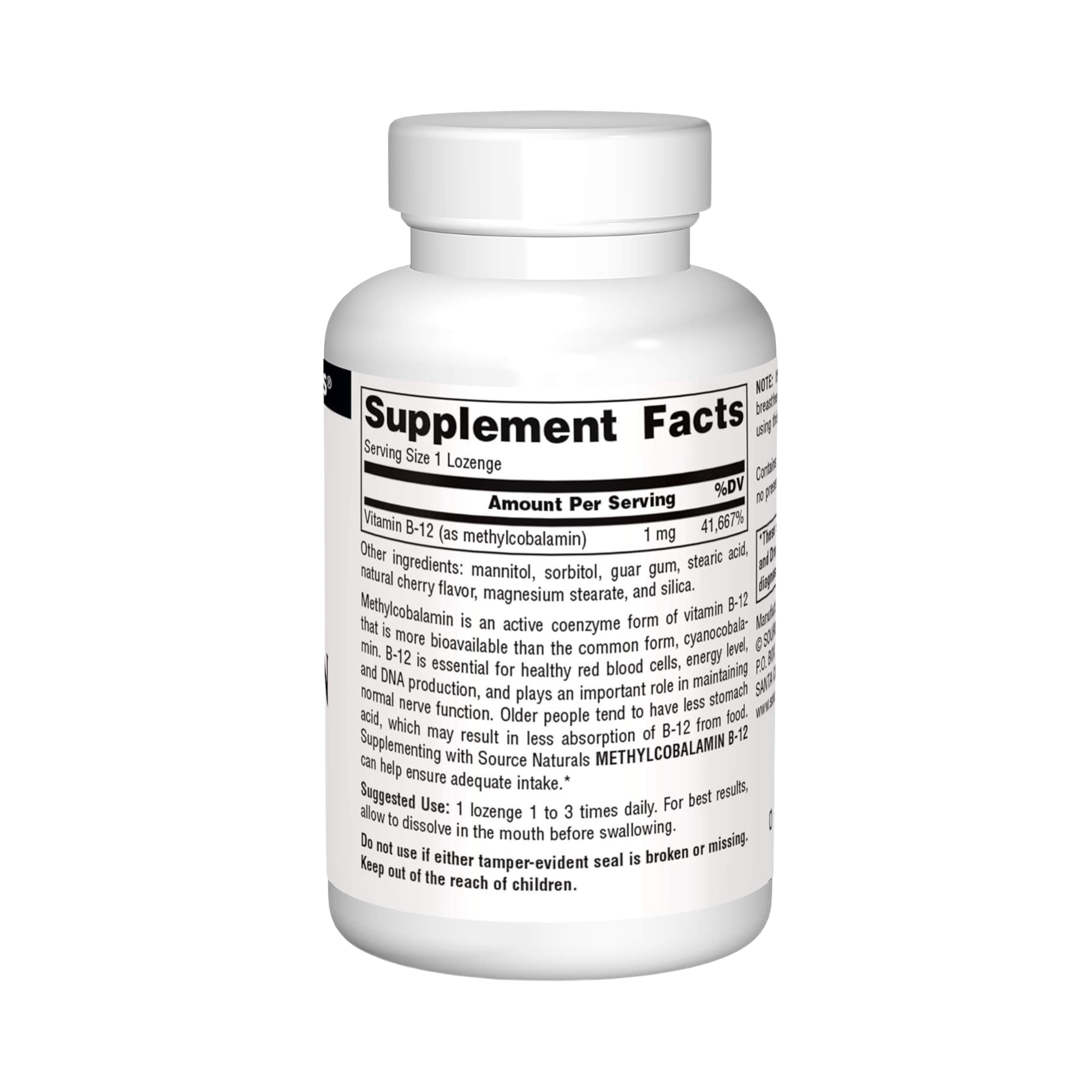 Source Naturals, MethylCobalamin, 1 Mg, 60 Cherry Lozenge