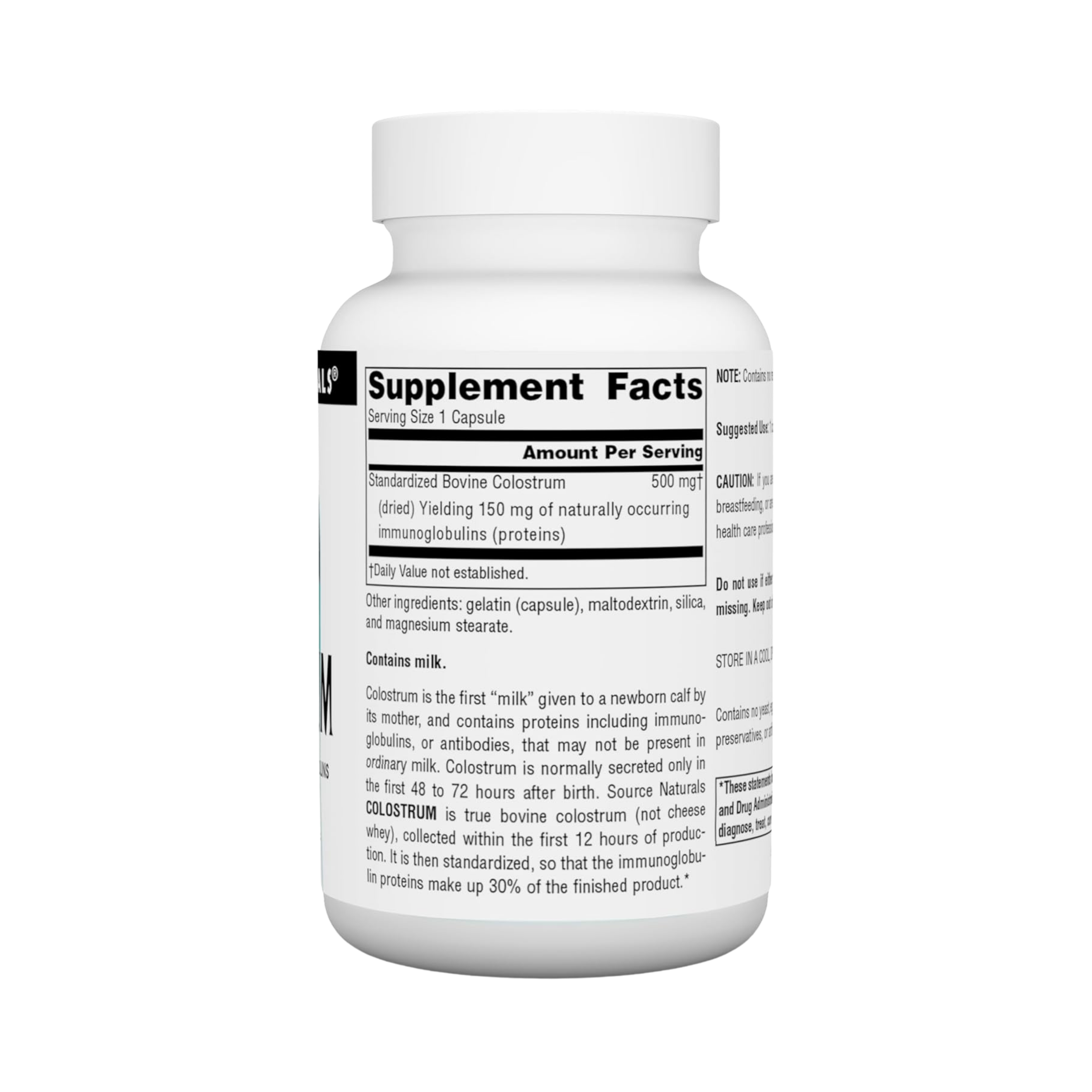 Source Naturals, Colostrum, 500 Mg, 60 Capsules