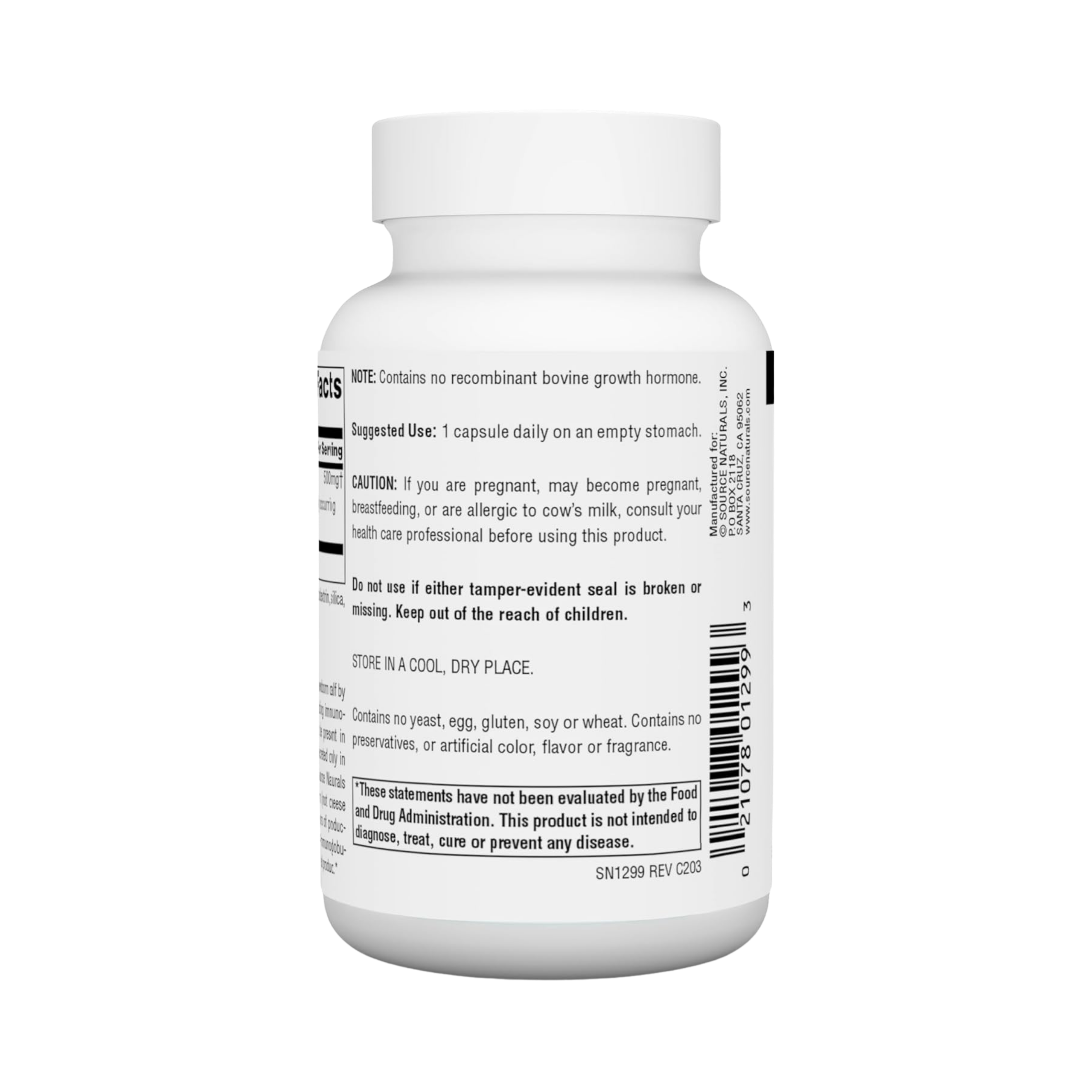 Source Naturals, Colostrum, 500 Mg, 60 Capsules