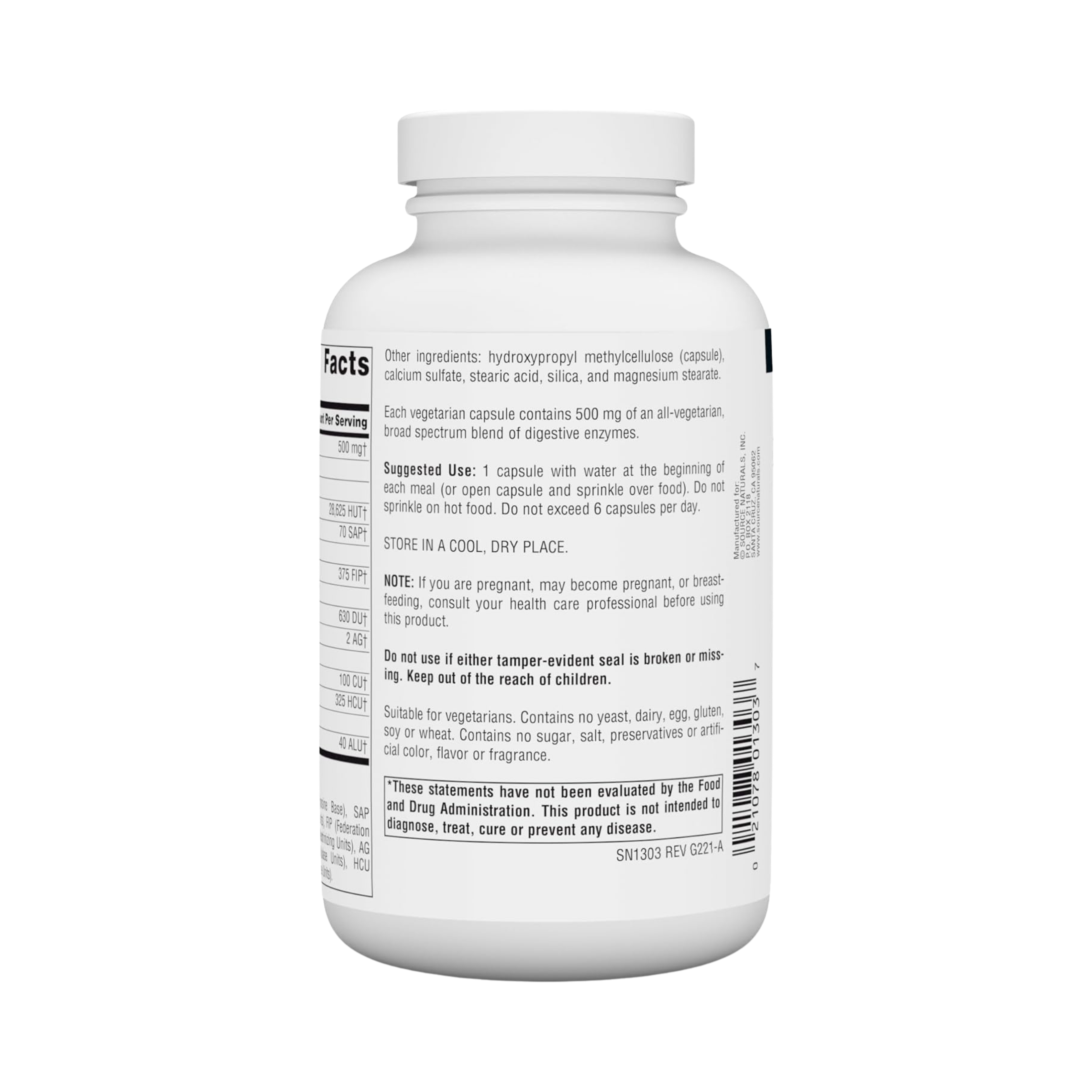 Source Naturals, Essential Enzymes Daily, 500 Mg, 240 Vegi Capsules