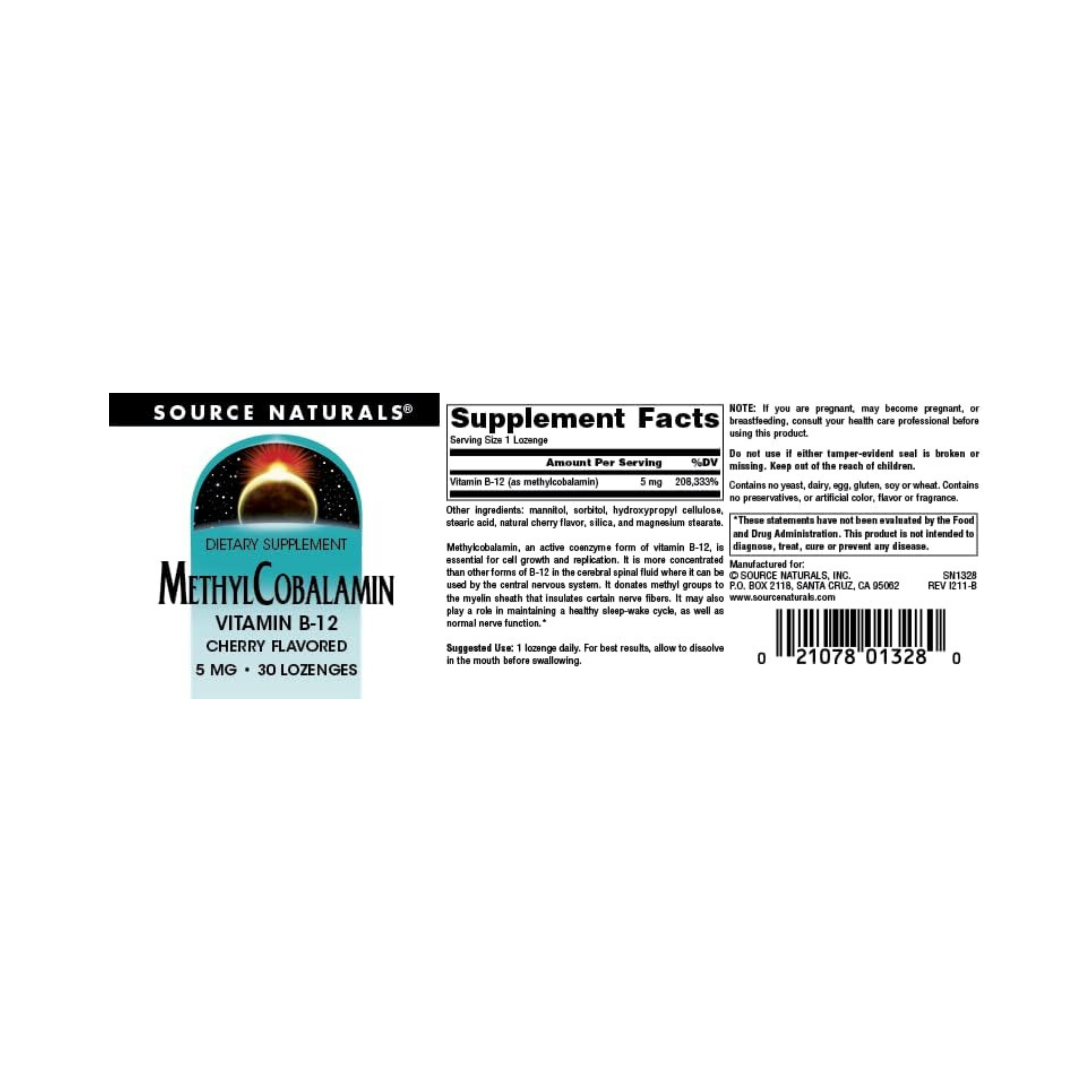 Source Naturals, MethylCobalamin, 5 Mg Cherry, 30 Lozenge