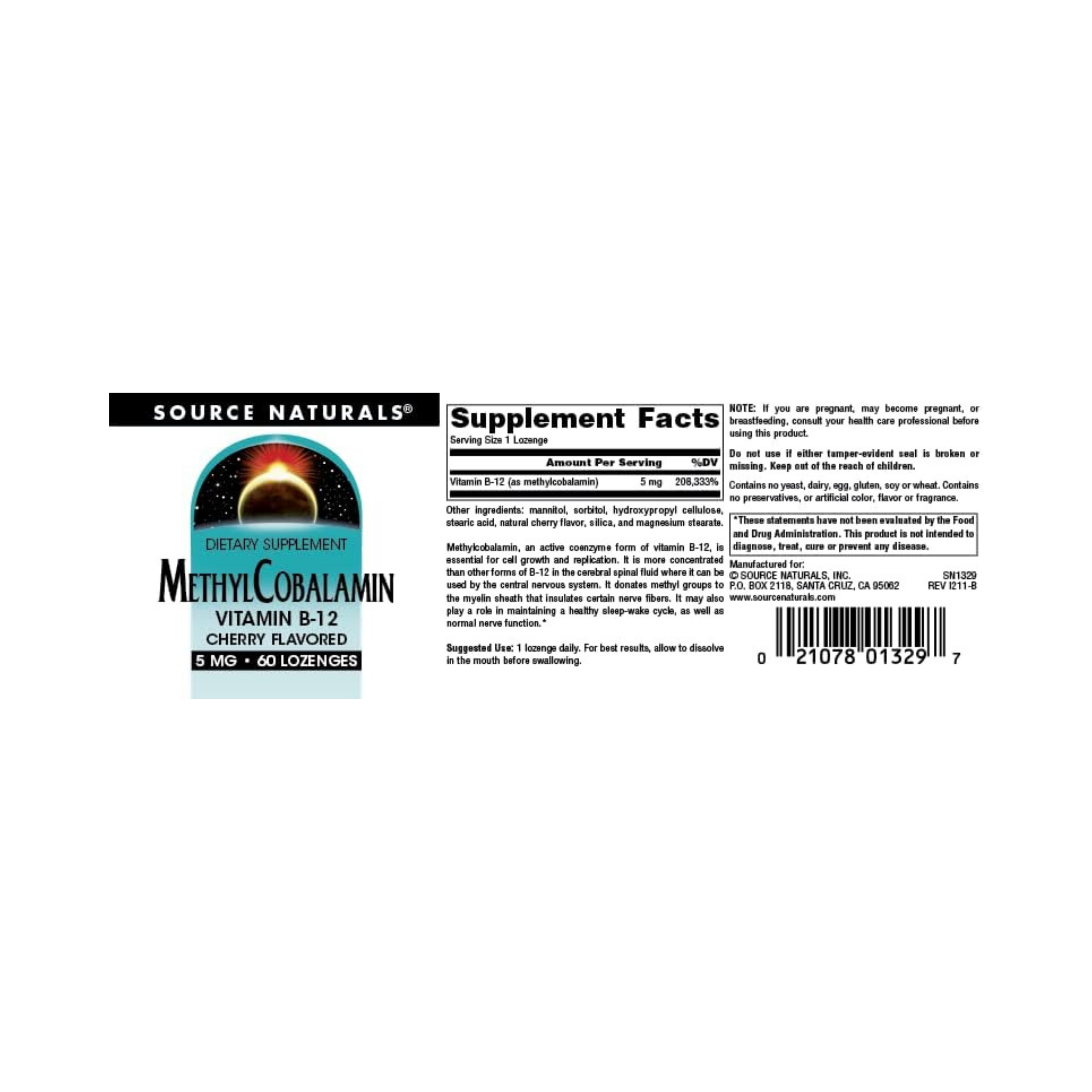 Source Naturals, MethylCobalamin, 5 Mg Cherry, 60 Lozenge
