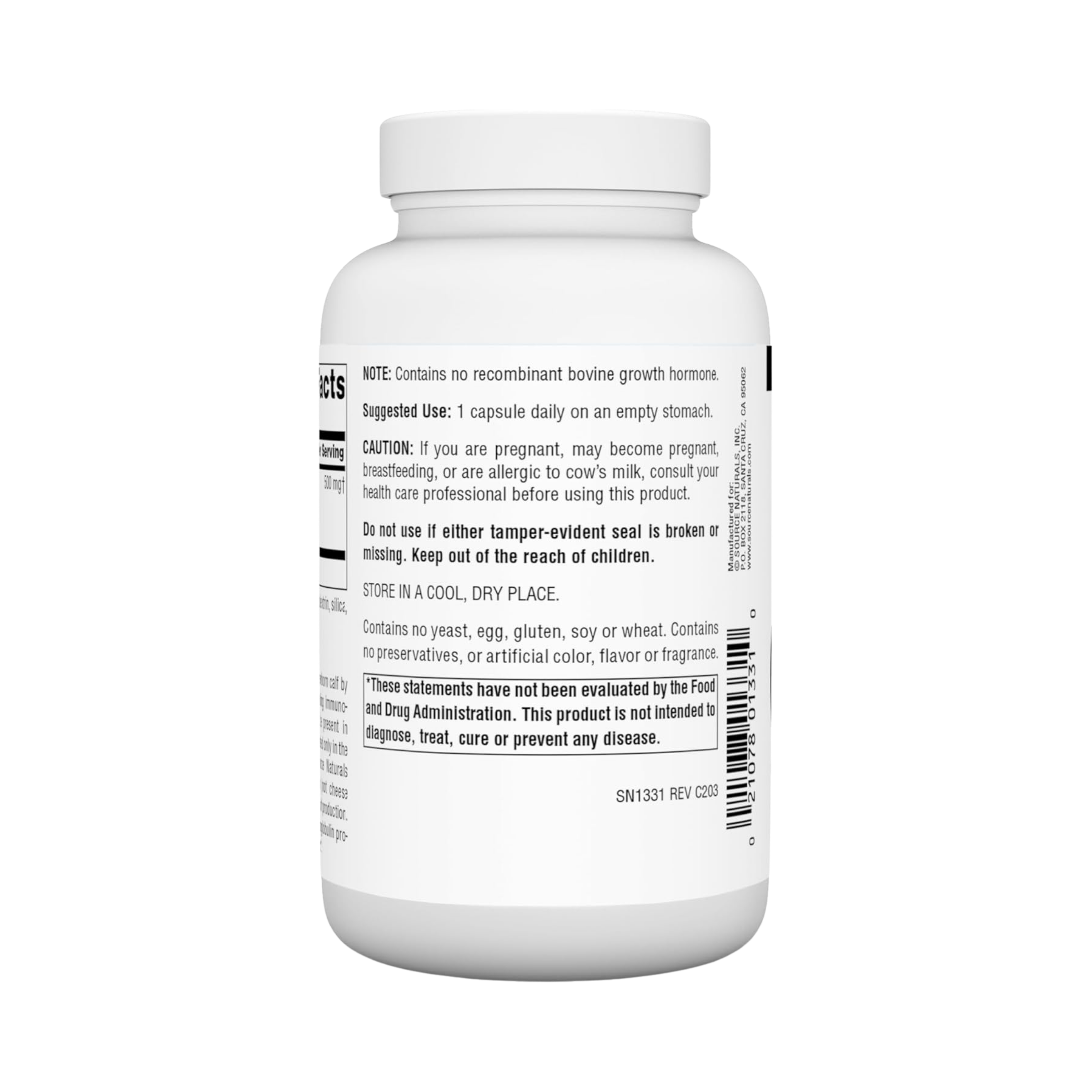 Source Naturals, Colostrum, 500 Mg, 120 Capsules