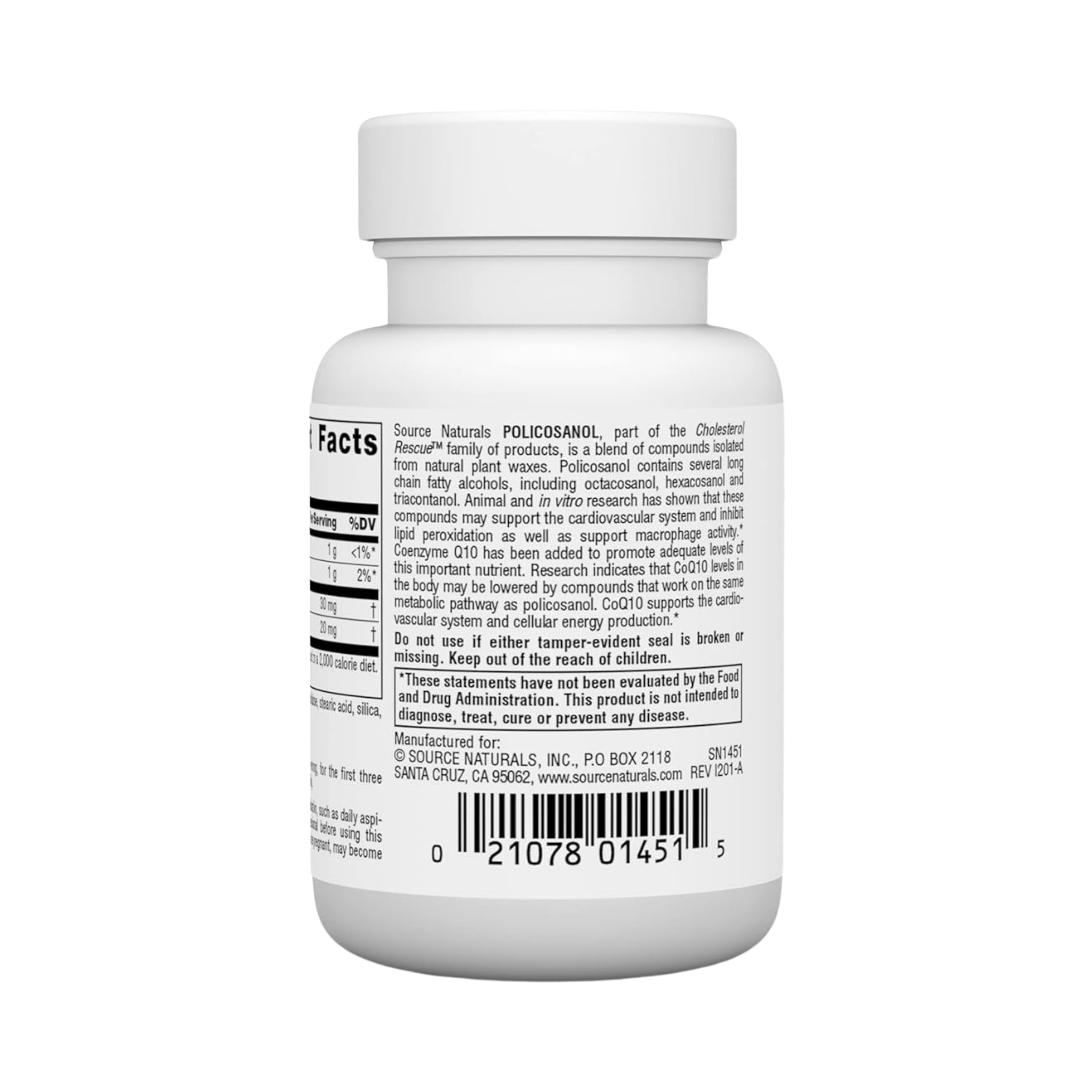 Source Naturals, Policosanol with Coenzyme Q10, 10 Mg, 30 Tablets