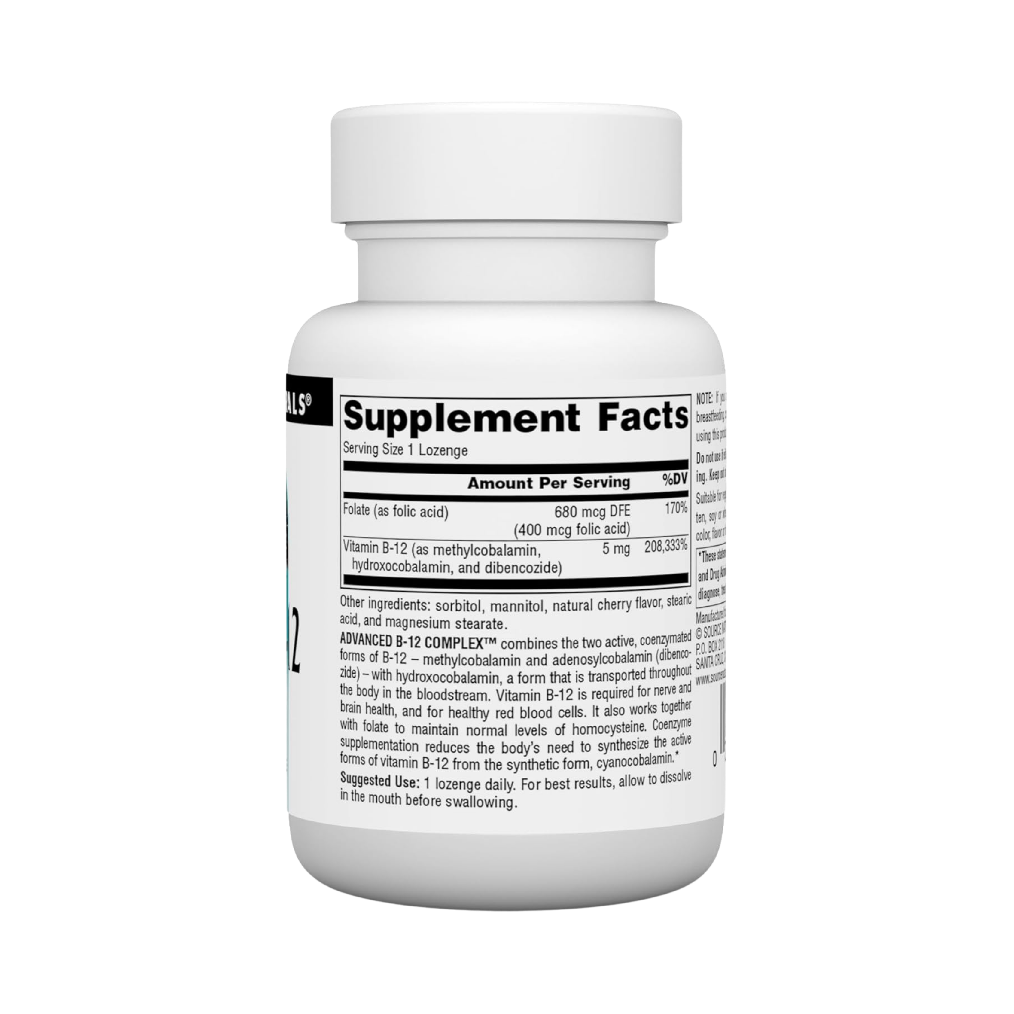 Source Naturals, Advanced B-12 Complex, 5 Mg, 30 Lozenge