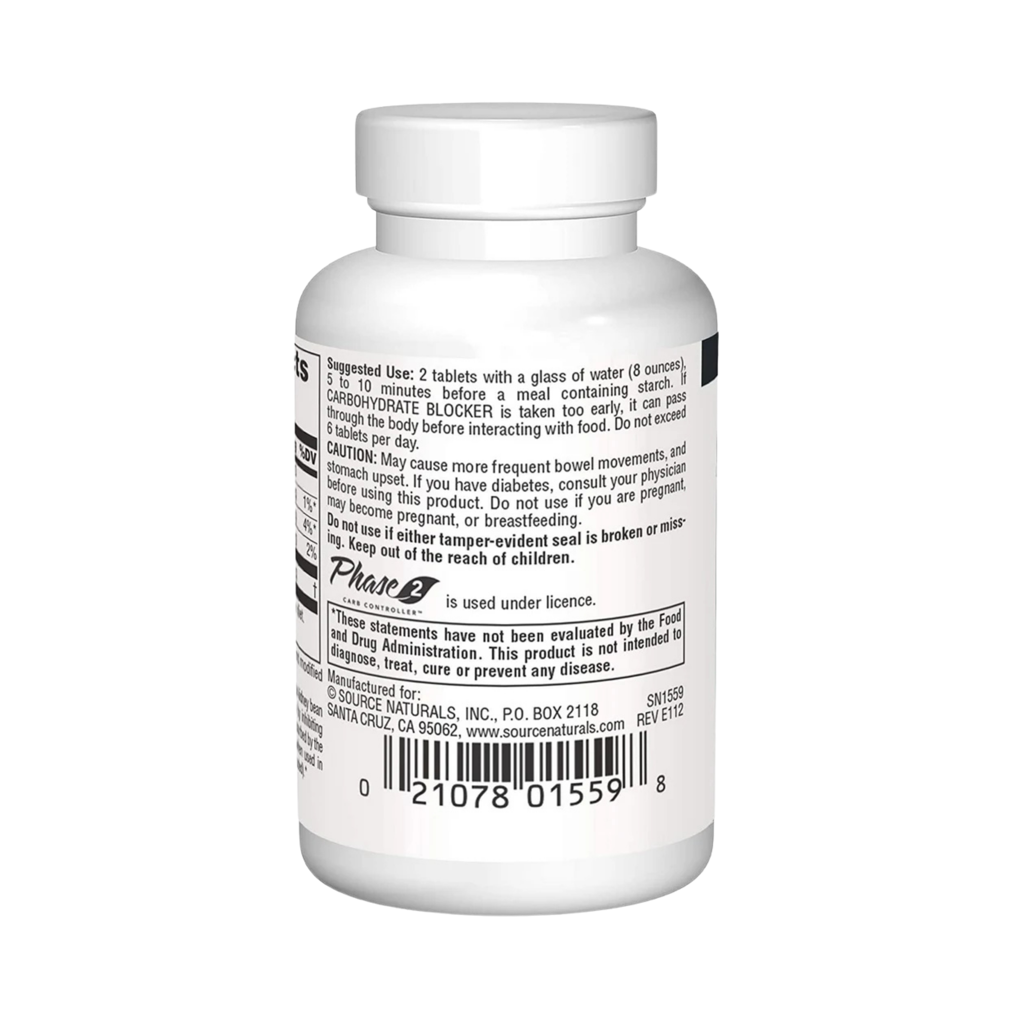 Source Naturals, Phase 2 Carbohydrate Blocker, 500 Mg, 30 Tablets