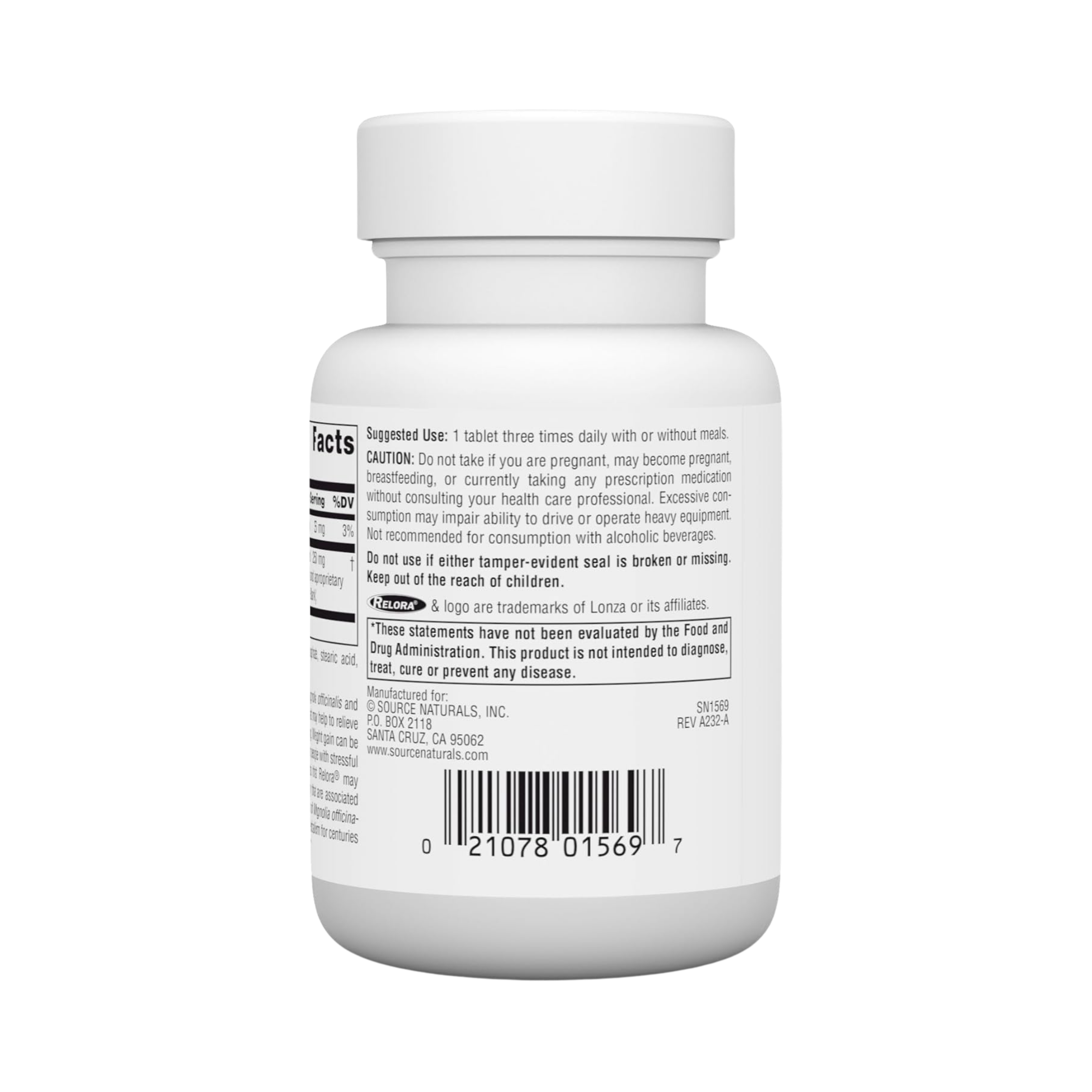 Source Naturals, Relora, 250 Mg, 90 Tablets
