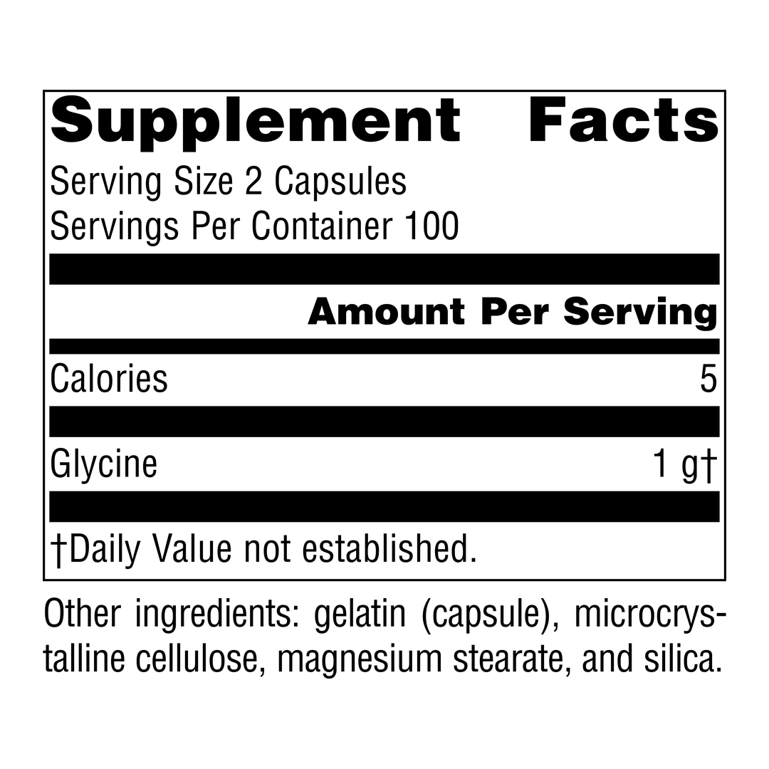 Source Naturals, Glycine, 500 Mg, 200 Capsules