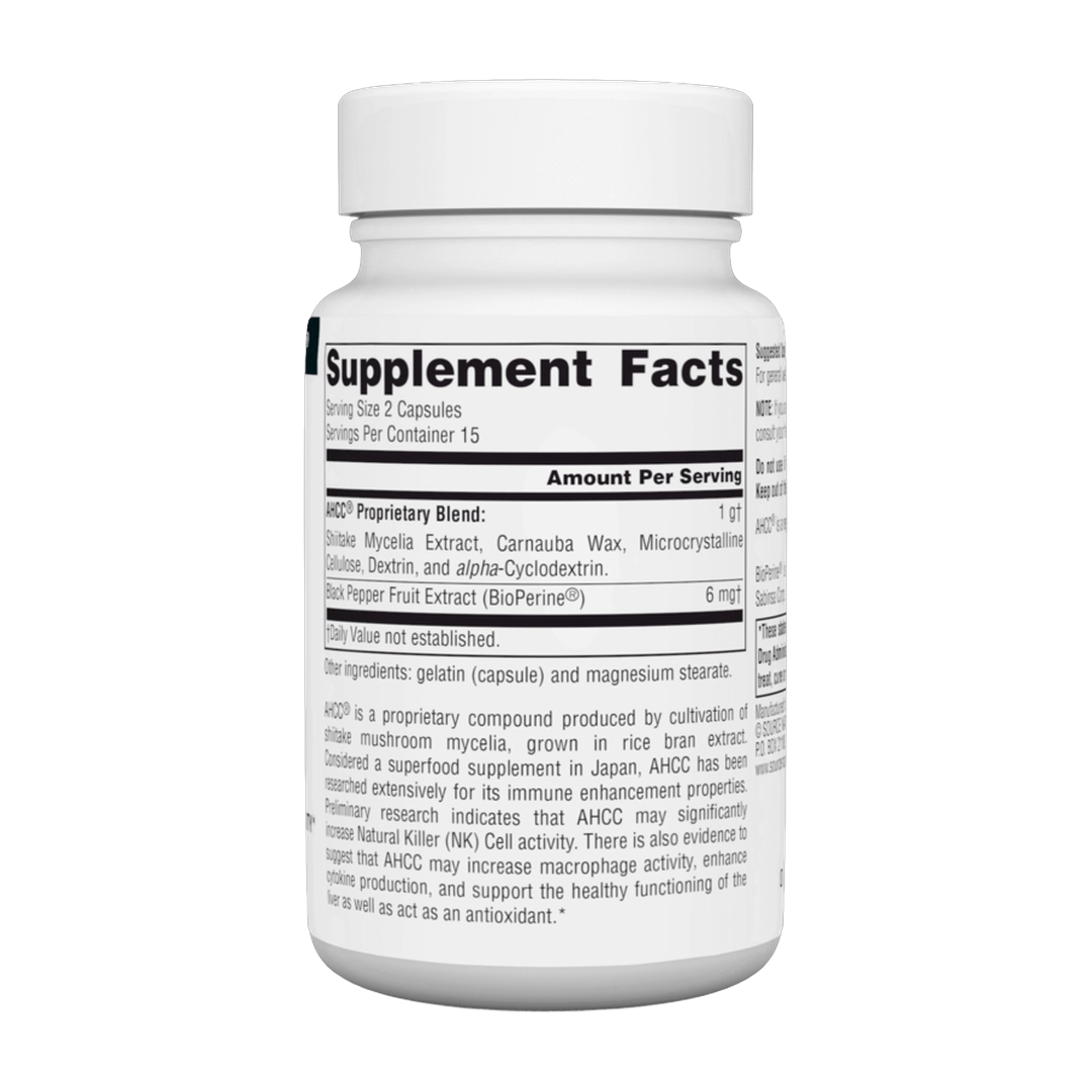 Source Naturals, AHCC® with BioPerine®, 500mg, 30 Capsule