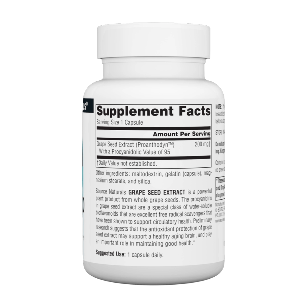 Source Naturals, Grape Seed Extract, Proanthodyn, 200 Mg, 60 Caps