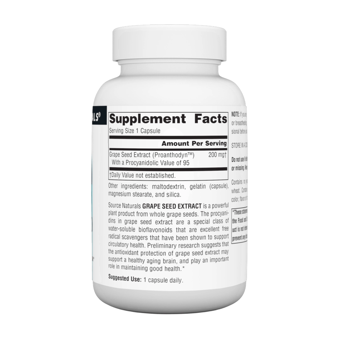Source Naturals, Grape Seed Extract, Proanthodyn, 200 Mg, 90 Caps