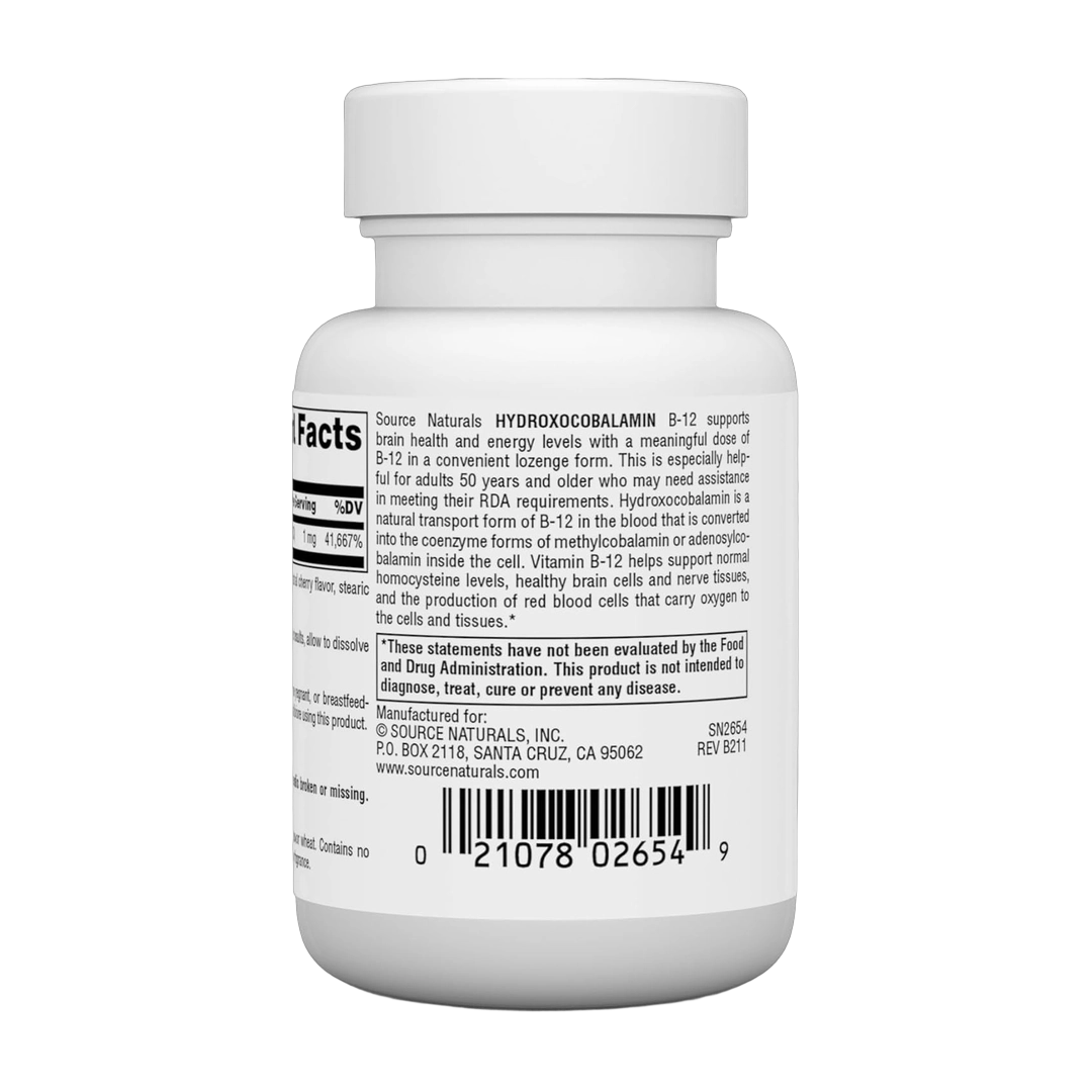 Source Naturals, HydroxoCobalamin, Cherry, 1 mg, 60 Lozenges