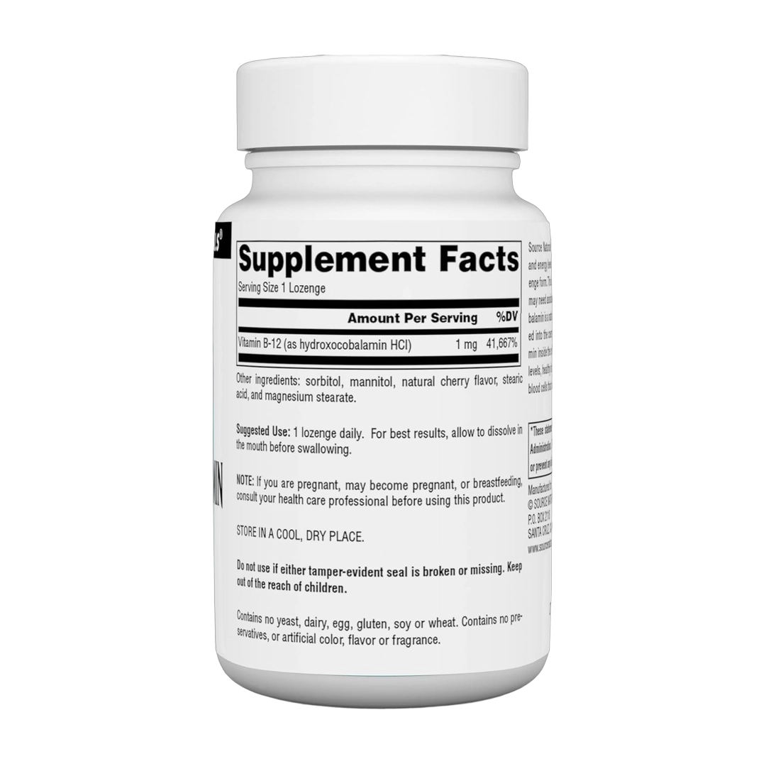Source Naturals, HydroxoCobalamin, Vitamin B12, Cherry , 1 mg, 120 Lozenges