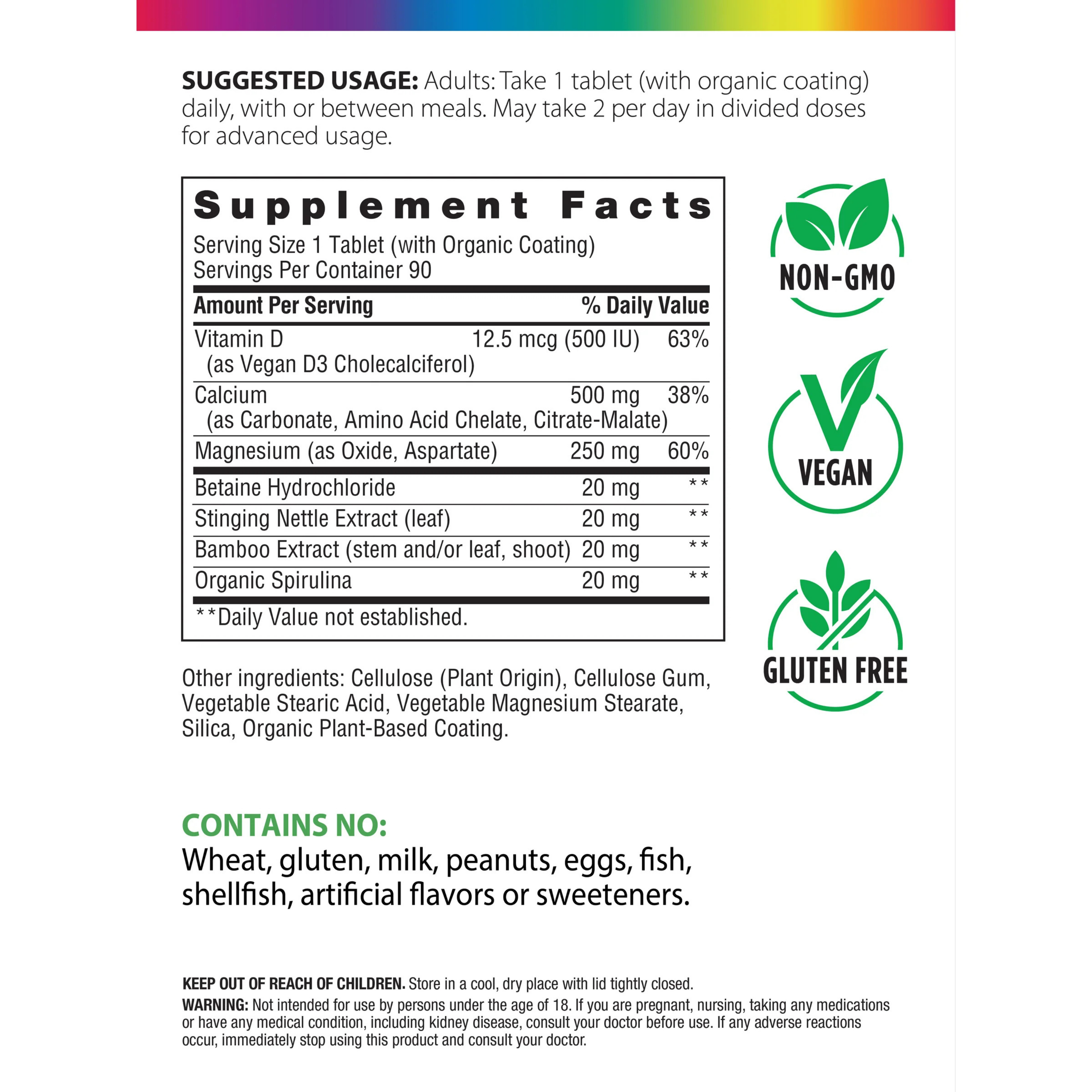 Rainbow Light, Calcium with Magnesium & Vitamin D3+, 90 Tablets