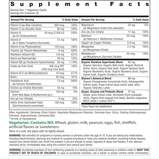 Rainbow Light, Women's One Daily Multivitamin, High Potency, 30 Vegetarian Tablets