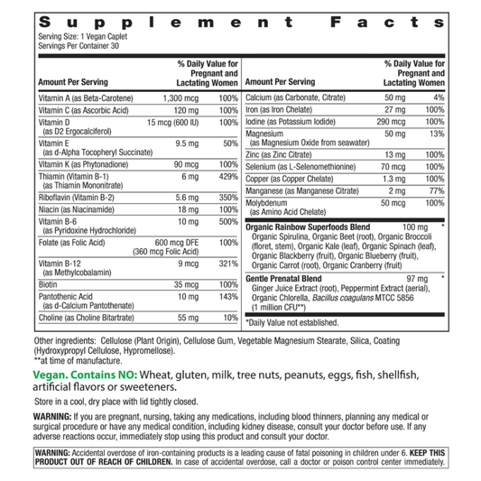 Rainbow Light, Prenatal One + Real Food Nutrients, 30 Vegan Tablets