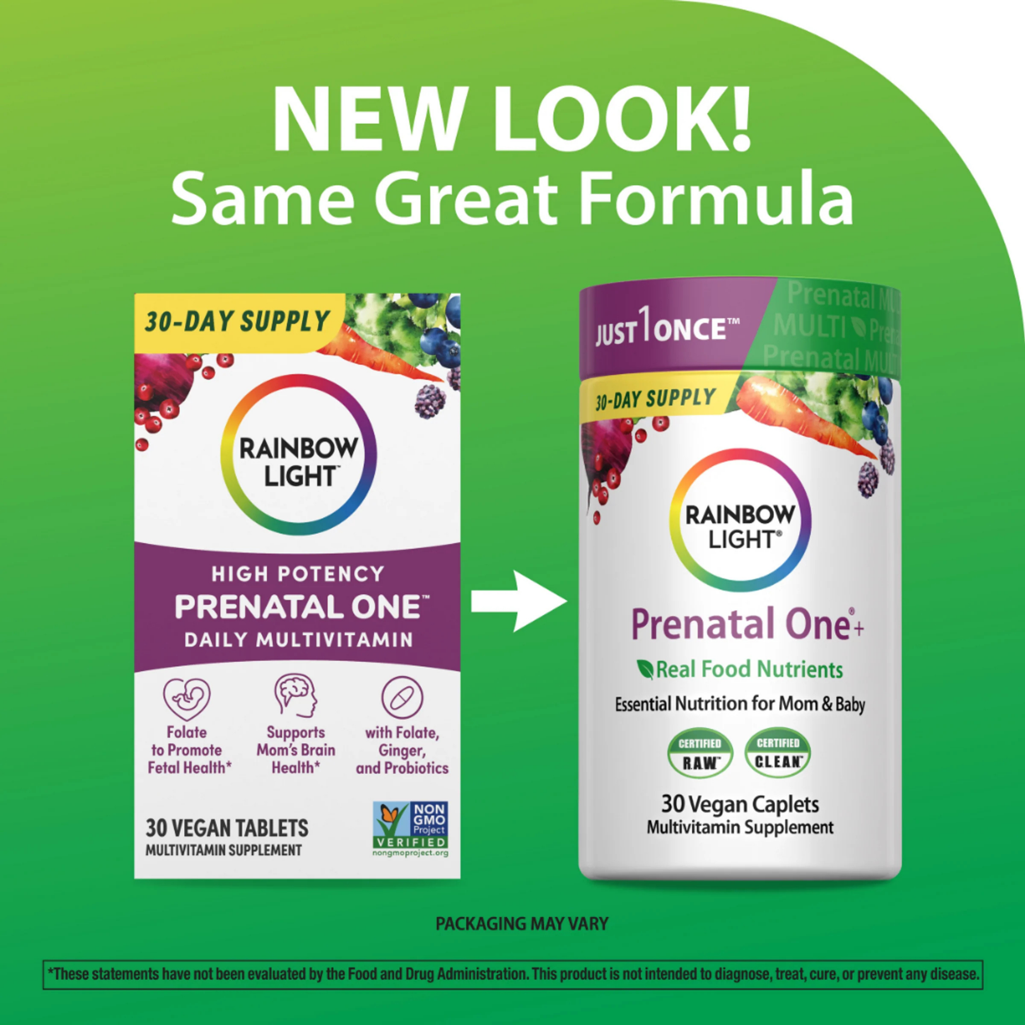 Rainbow Light, Prenatal One + Real Food Nutrients, 30 Vegan Tablets