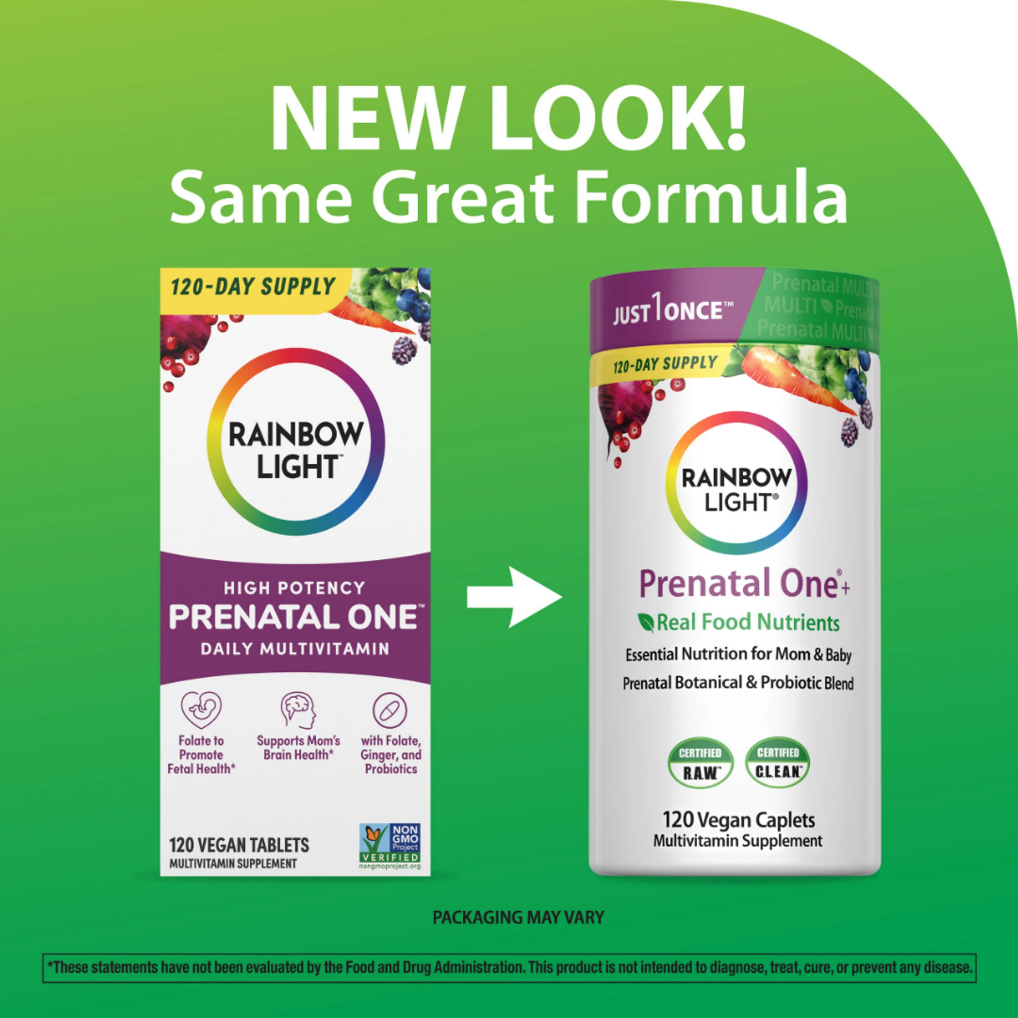 Rainbow Light, Prenatal One + Real Food Nutrients, 120 Vegan Tablets