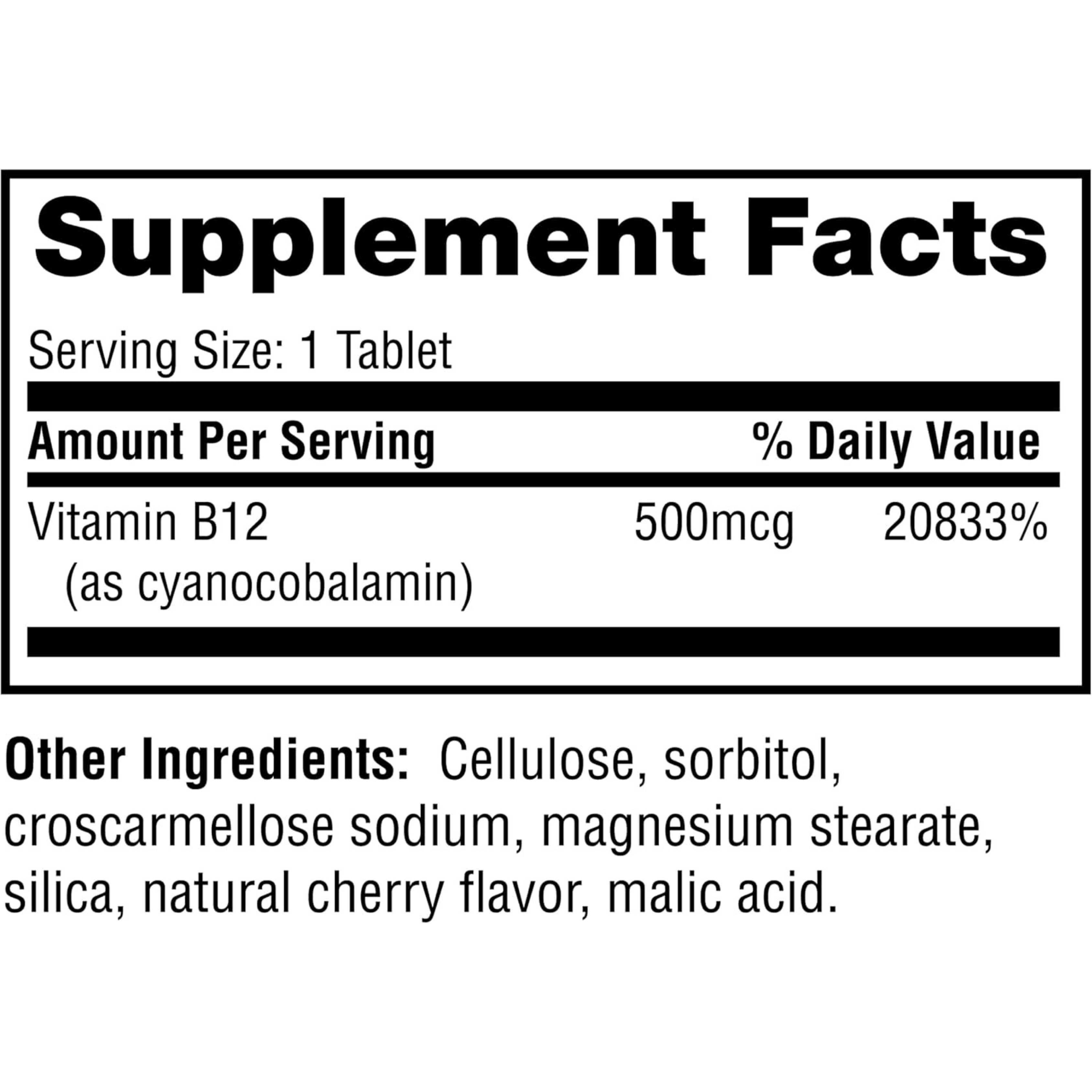 Twinlab, B12 DOTS, Cherry Flavor, 500 mcg, 100 Tables