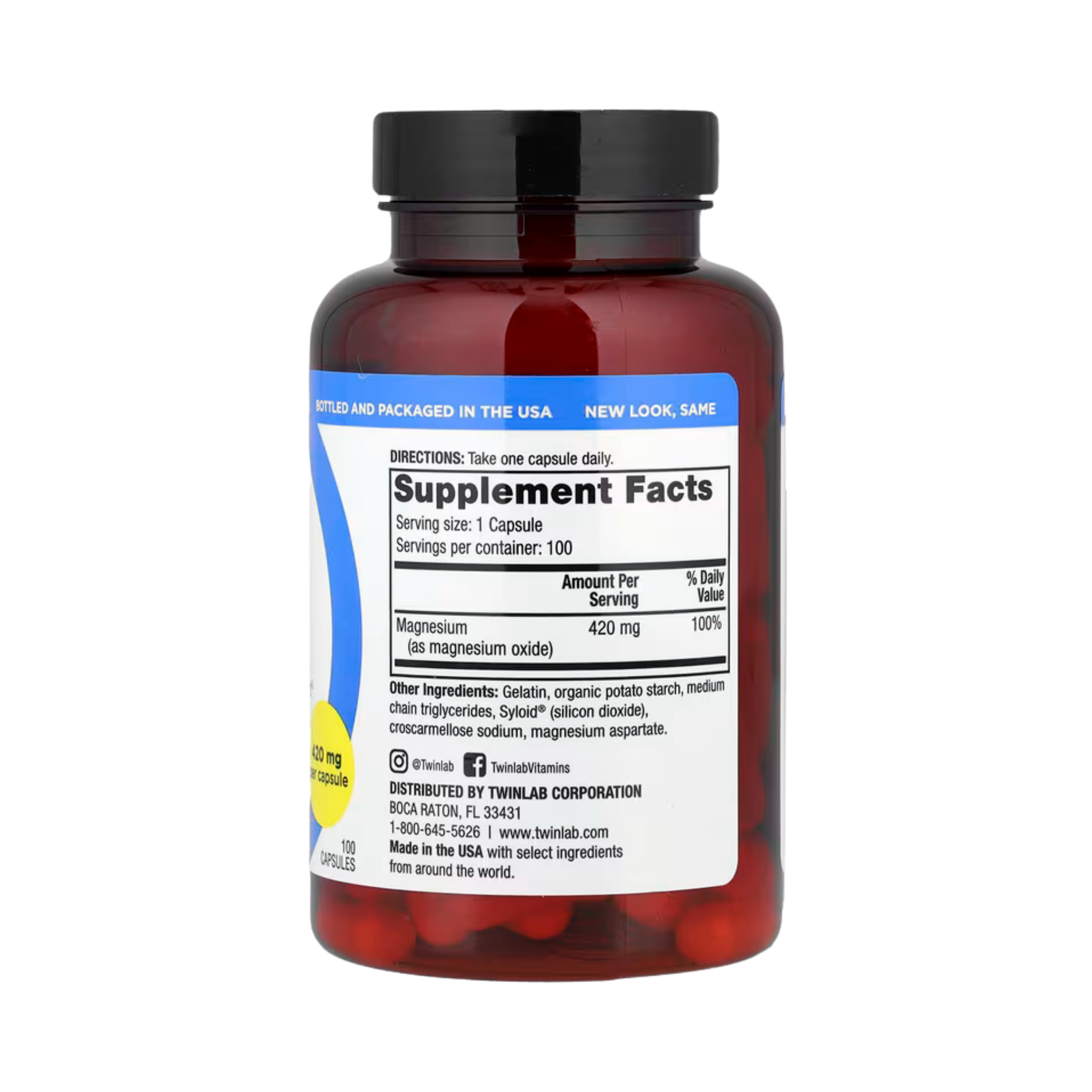 Twinlab, Magnesium Caps, 420 mg, 100 Capsules