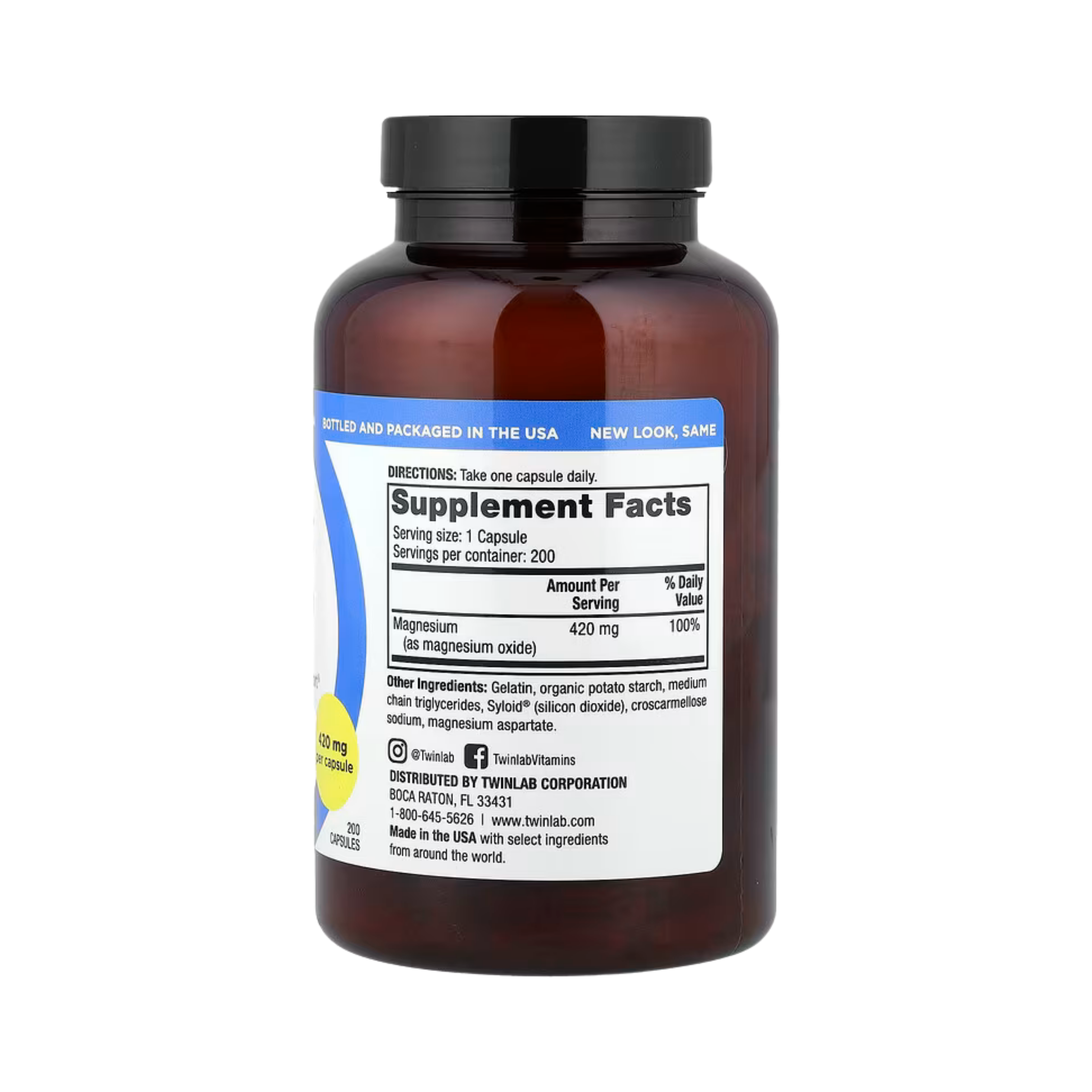 Twinlab, Magnesium Caps, 420 mg, 200 Capsules