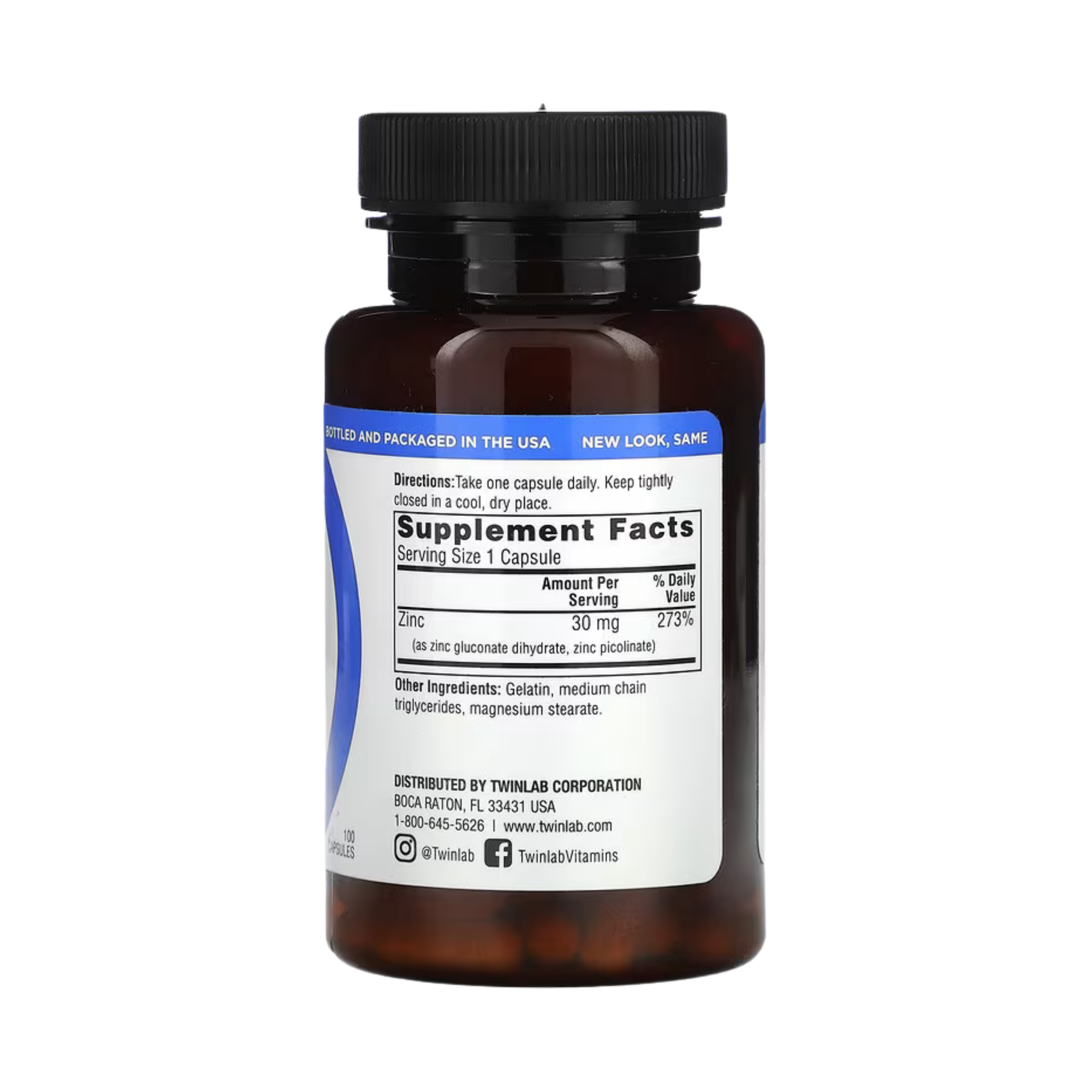Twinlab, Zinc Caps, 30 mg, 100 Capsules