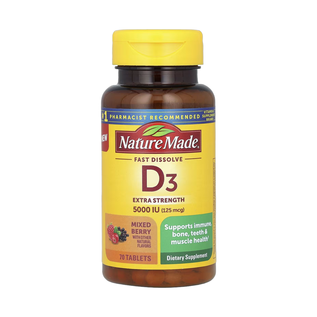 Nature Made, Fast Dissolve D3, Mixed Berry, 125 mcg (5,000 IU), 70 Tablets