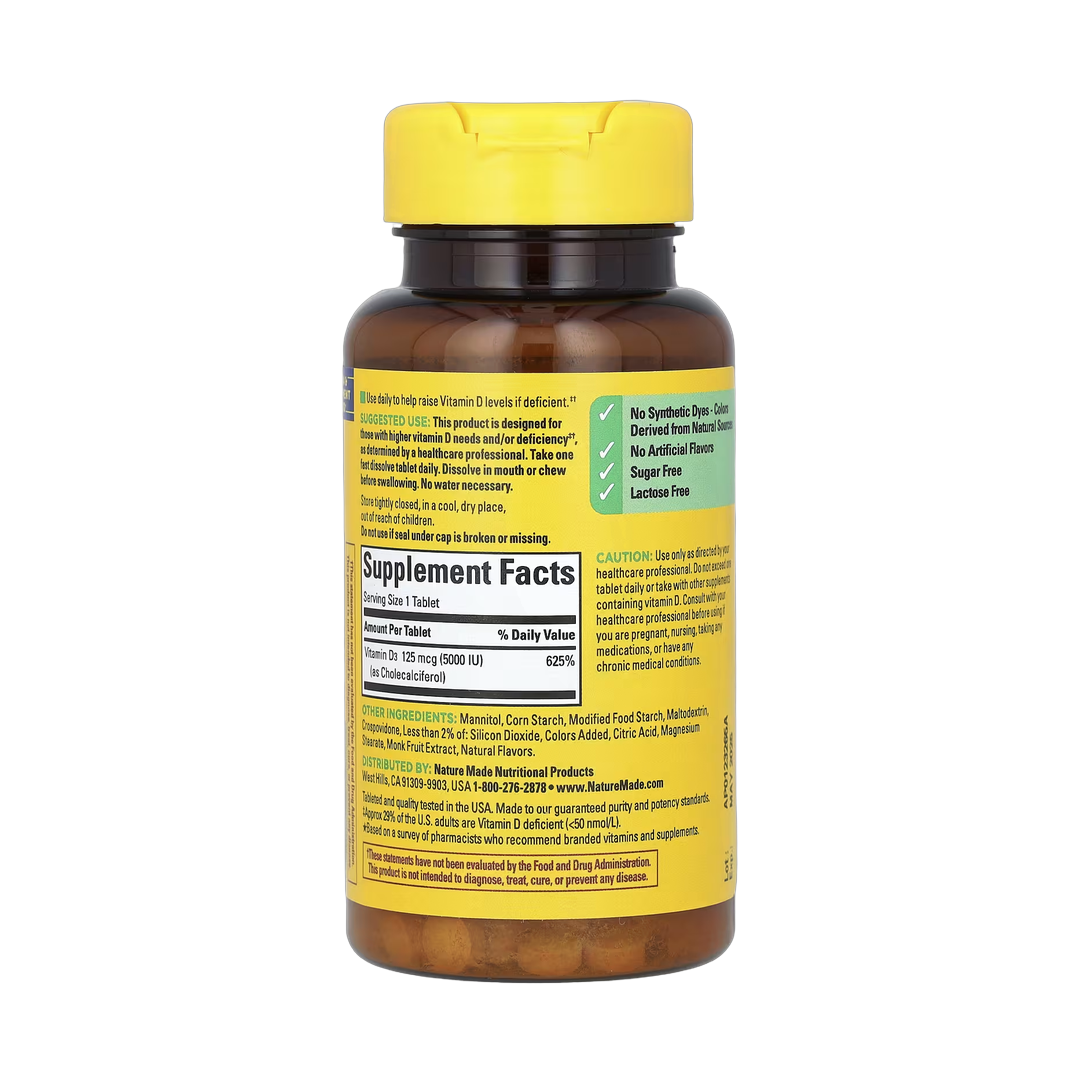 Nature Made, Fast Dissolve D3, Mixed Berry, 125 mcg (5,000 IU), 70 Tablets