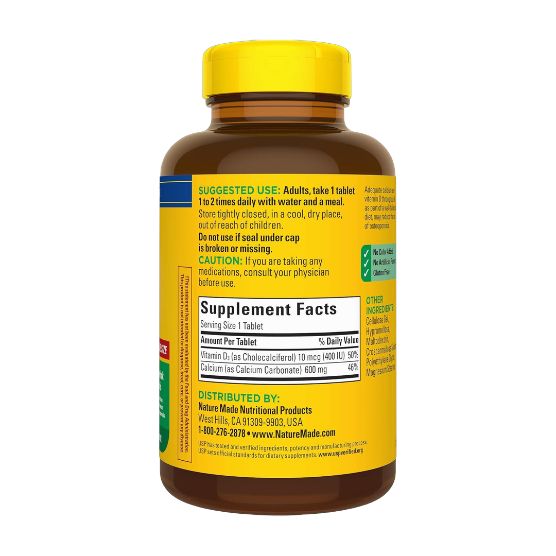 Nature Made, Calcium 600 mg with Vitamin D3, 220 Tablets