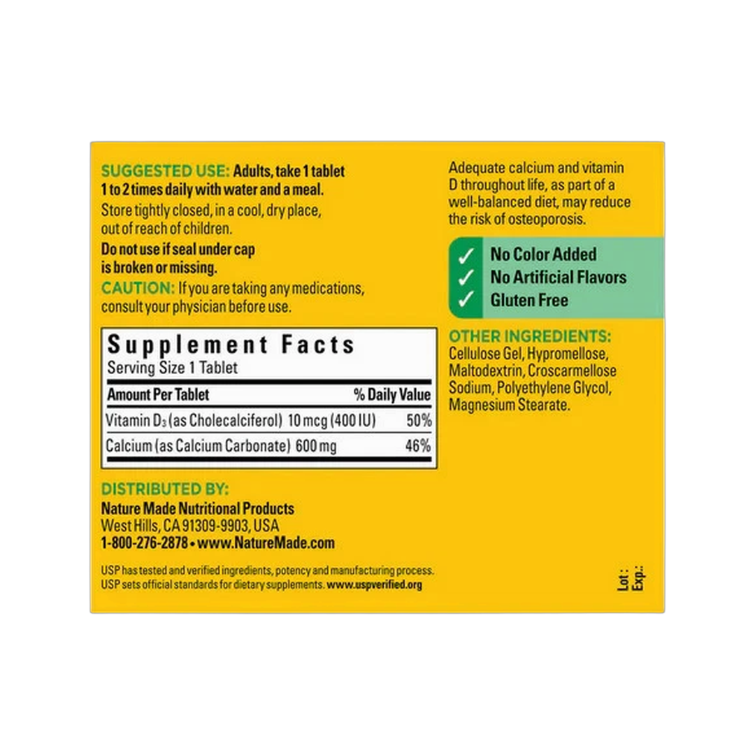Nature Made, Calcium 600 mg with Vitamin D, 120 Tablets