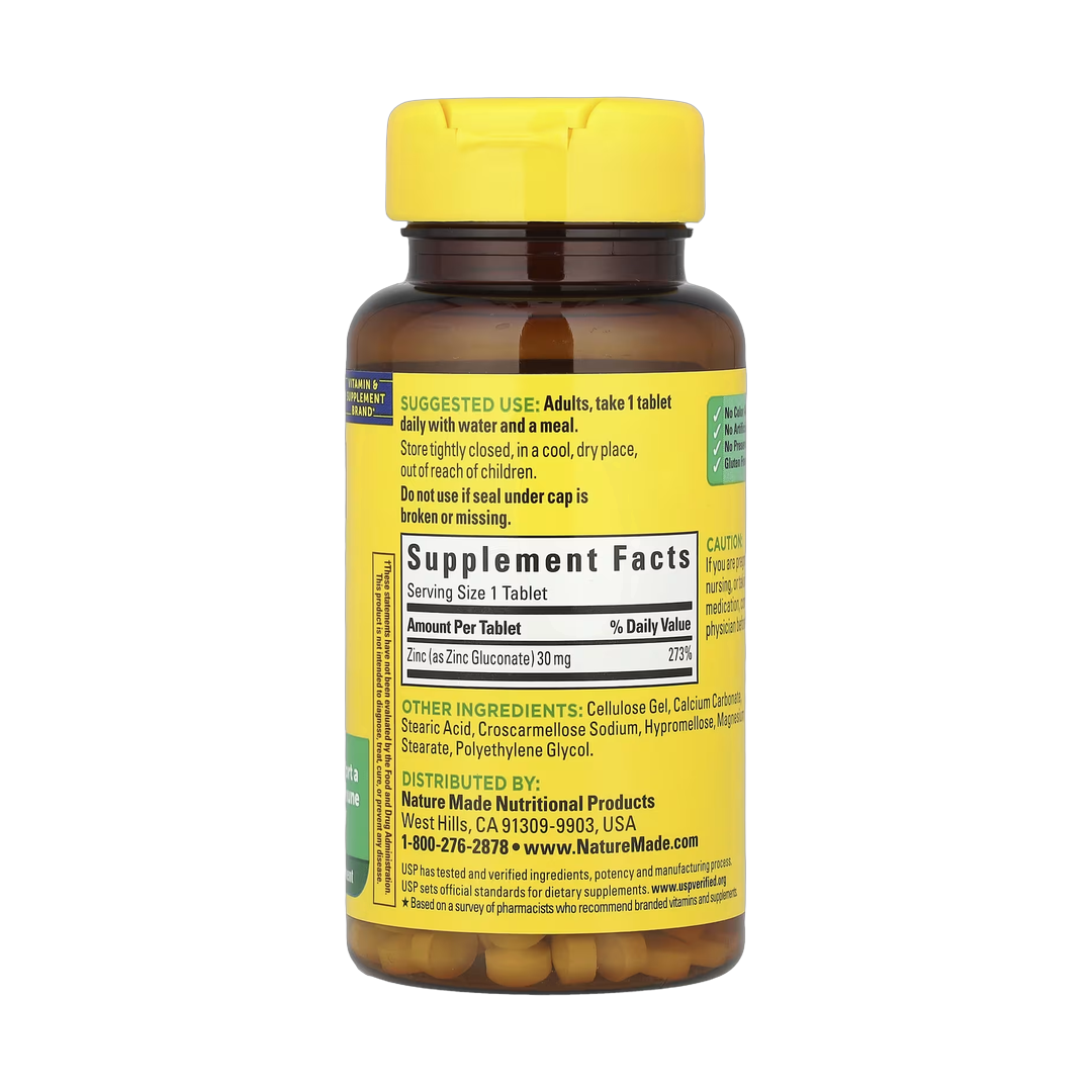 Nature Made, Zinc, 30 mg, 100 Tablets