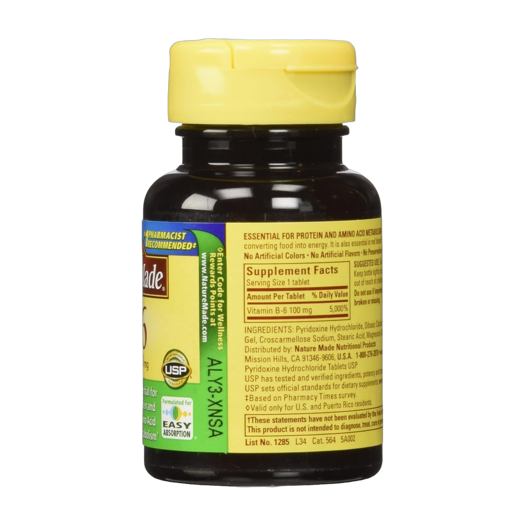 Nature Made, Vitamin B-6, 100 Mg, 100 Tablets