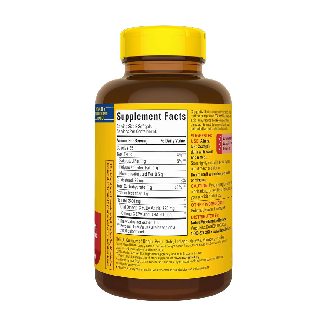 Nature Made, Fish Oil Omega-3, 1200mg, 100 Softgels