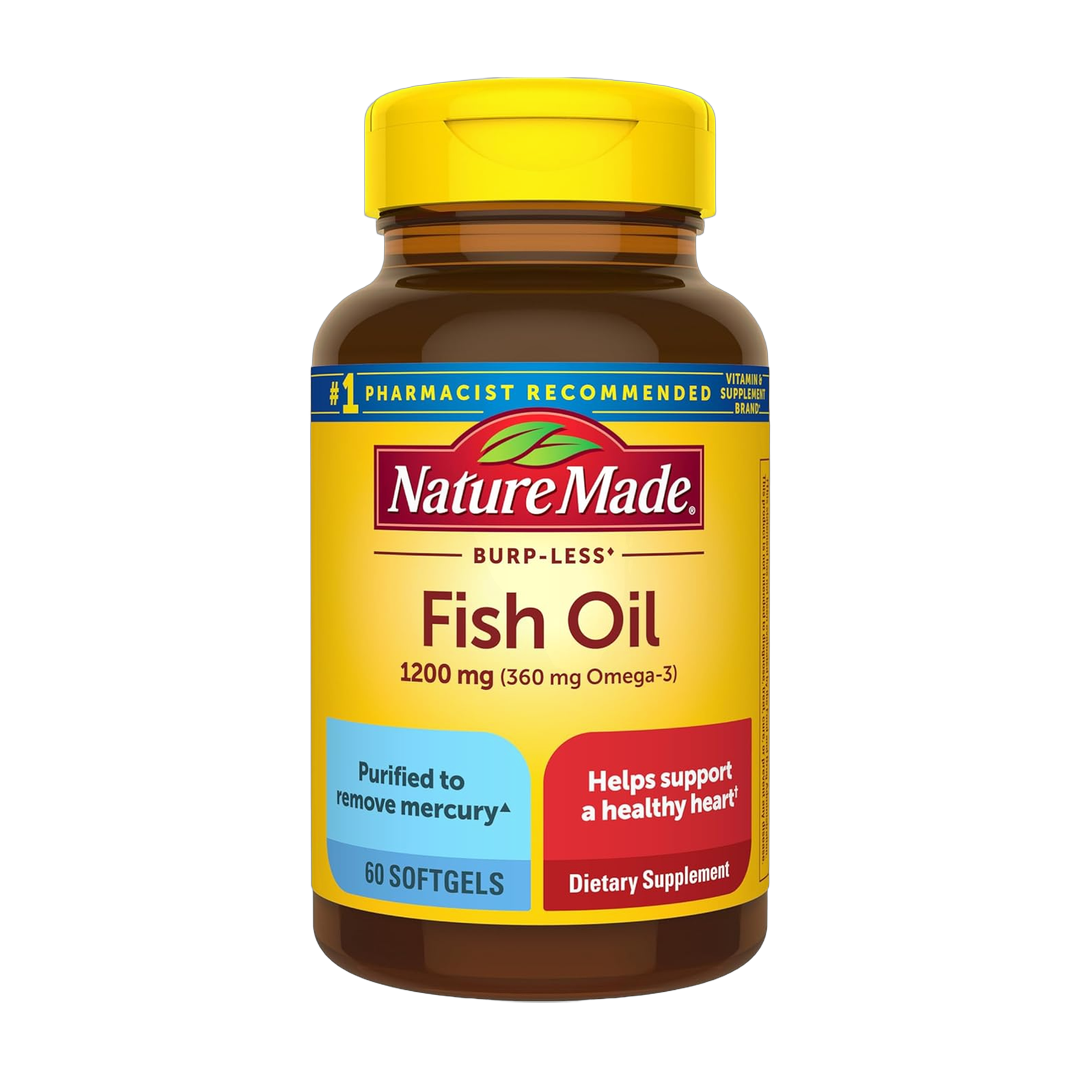 Nature Made, Burp Less Fish Oil Omega 3, 1200 mg, 60 Softgels