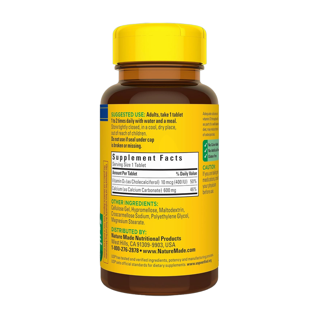 Nature Made, Calcium 600 mg with Vitamin D3, 60 Tablets
