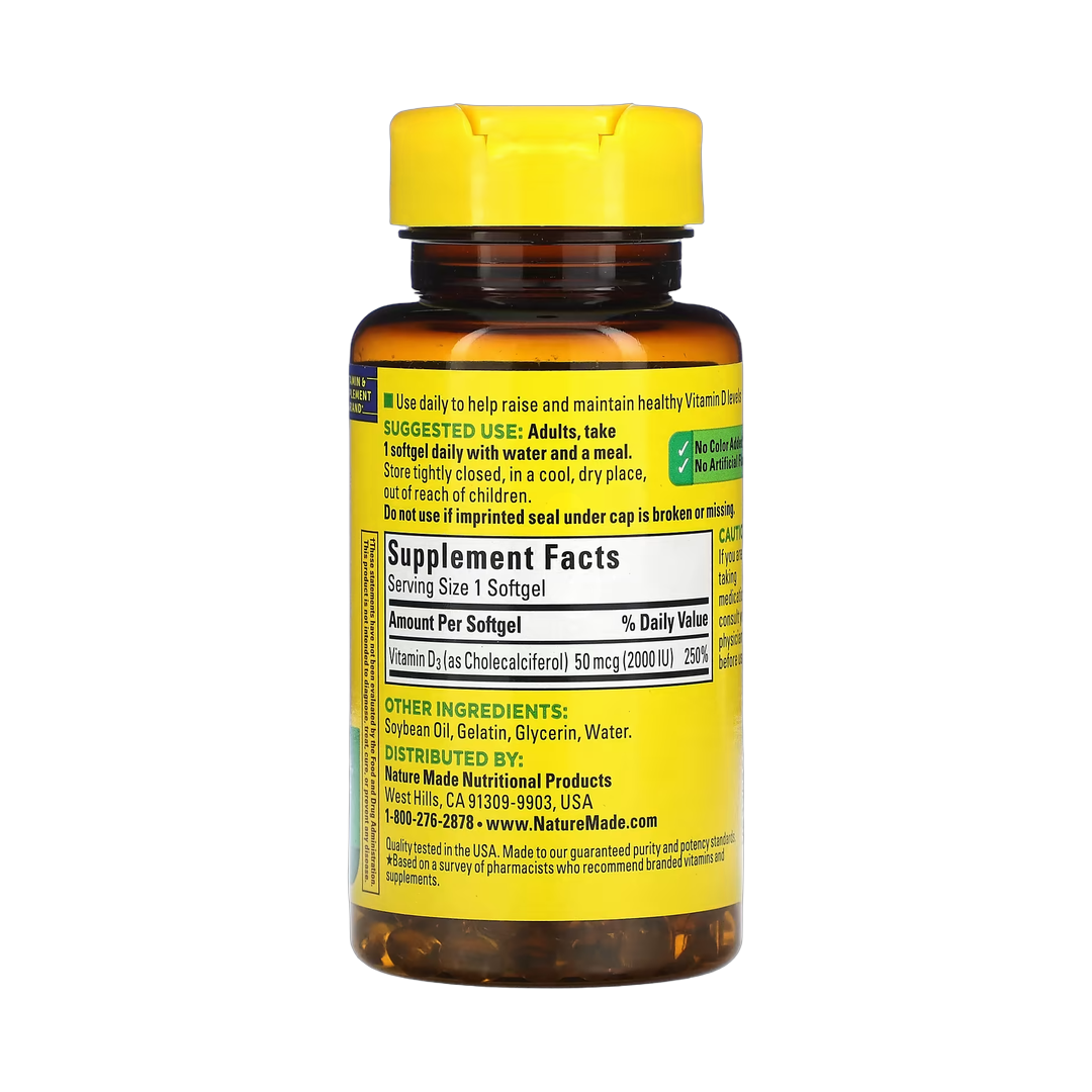 Nature Made, Vitamin D3, 50 mcg (2,000 IU), 90 Softgels