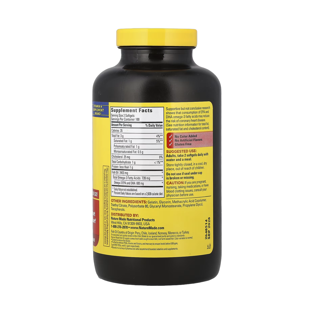 Nature Made, Fish Oil, Burp-Less, 1,200 mg, 200 Softgels