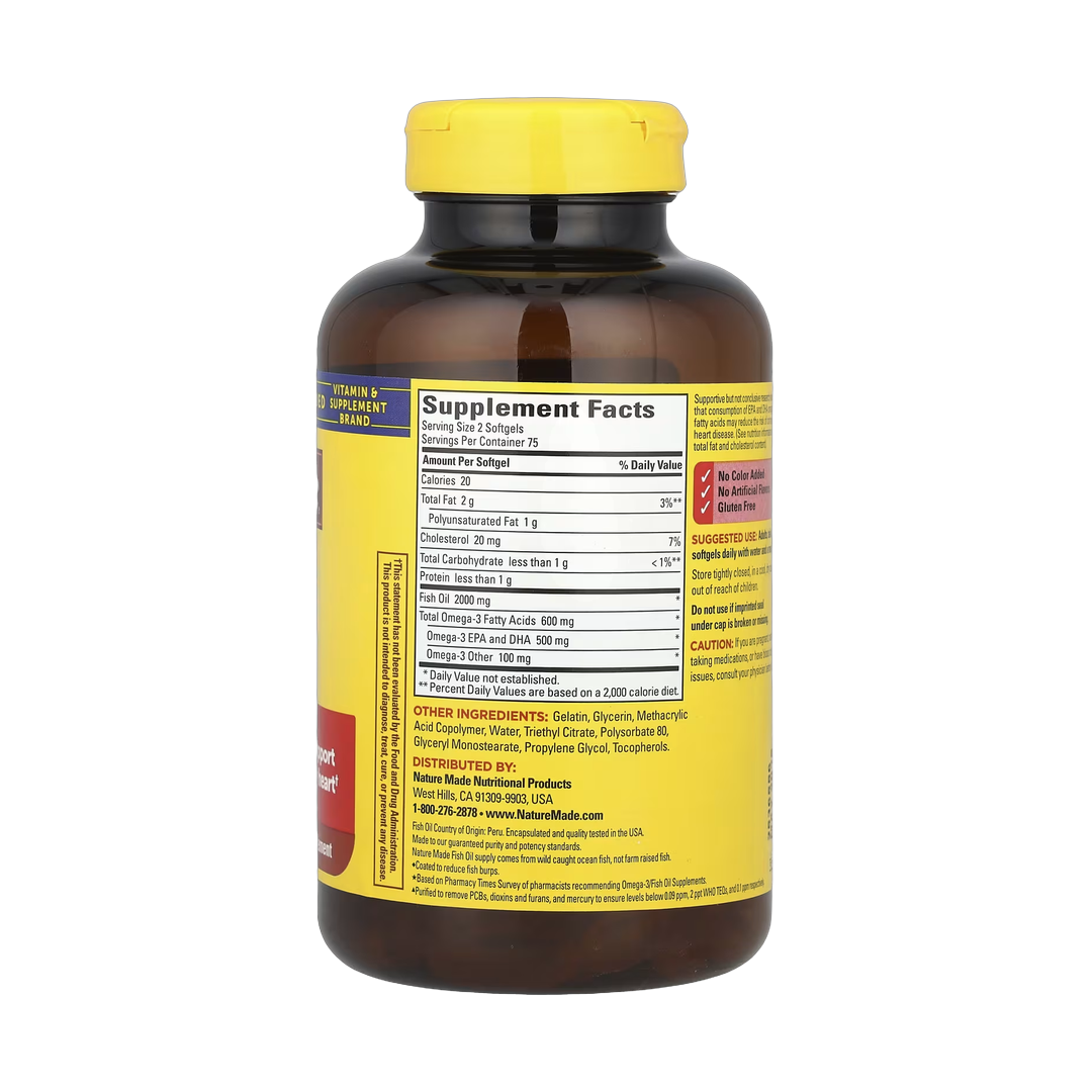 Nature Made, Fish Oil, Burp-Less, 1,000 mg, 150 Softgels