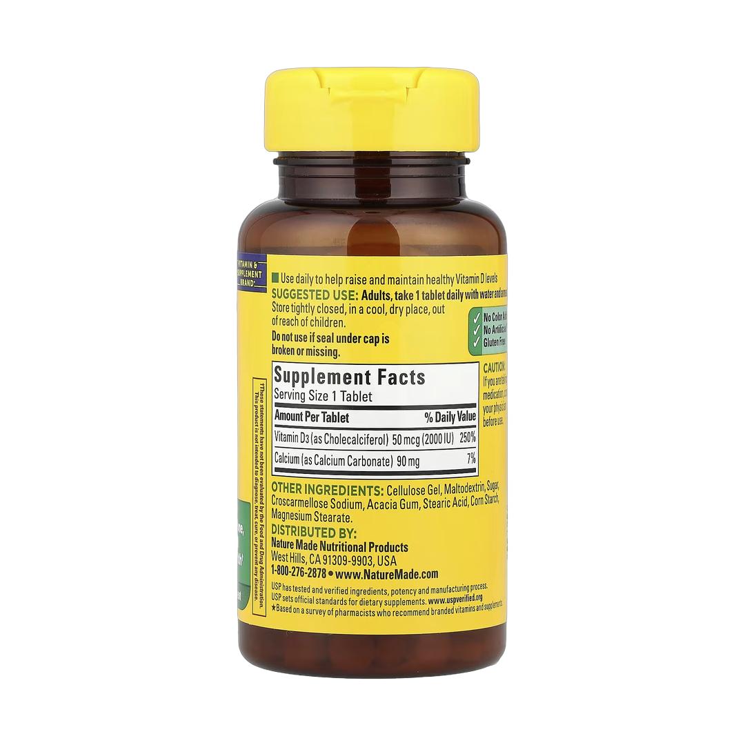 Nature Made, Vitamin D3, 50 mcg (2000 IU), 100 Tablets