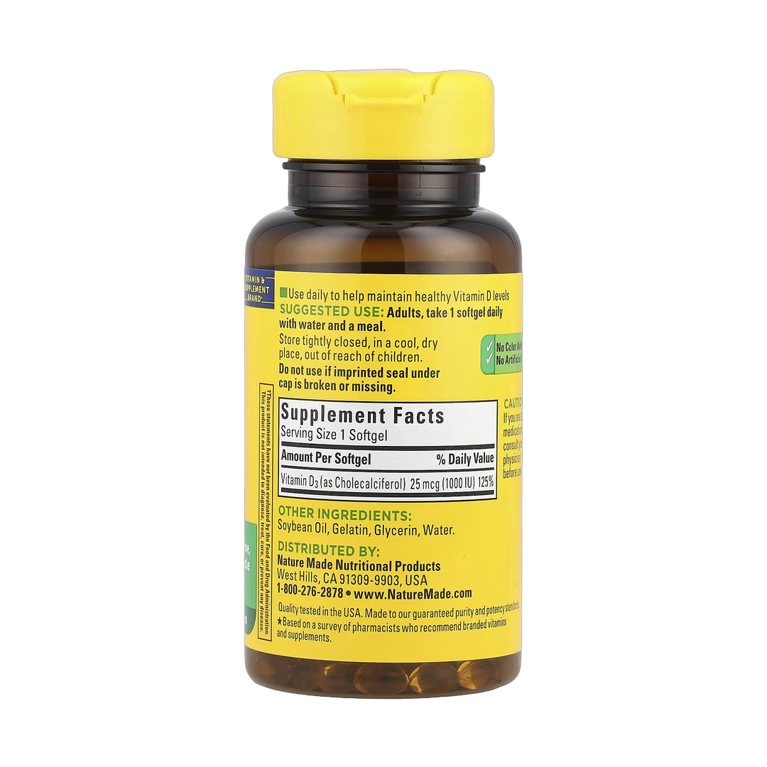 Nature Made, Vitamin D3, 25 mcg (1,000 IU), 100 Softgels