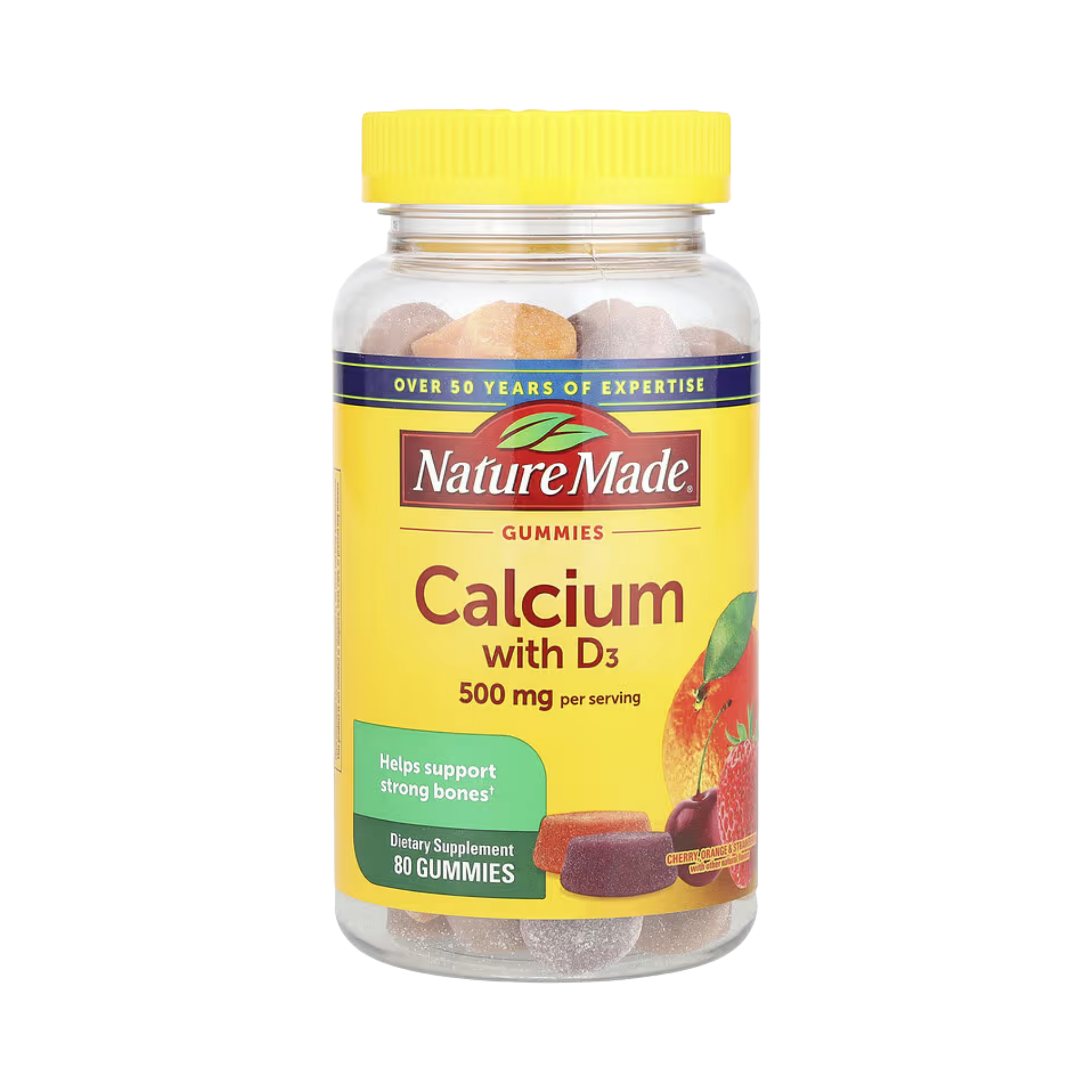 Nature Made, Calcium with Vitamin D3 Gummies, Cherry, Orange & Strawberry, 80 Gummies