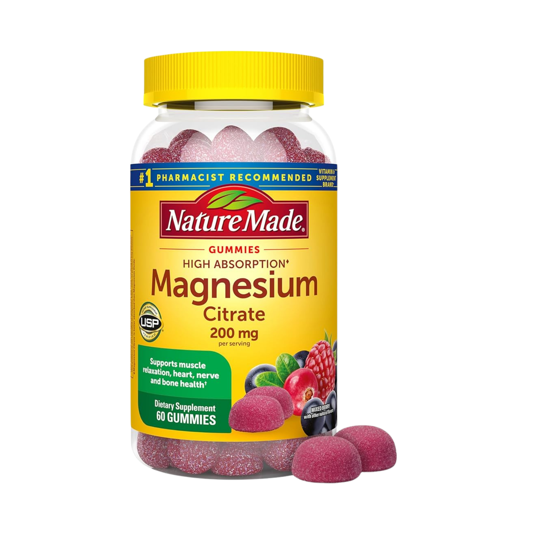 Nature Made, High Absorption Magnesium Citrate, 200 mg, 60 Gummies
